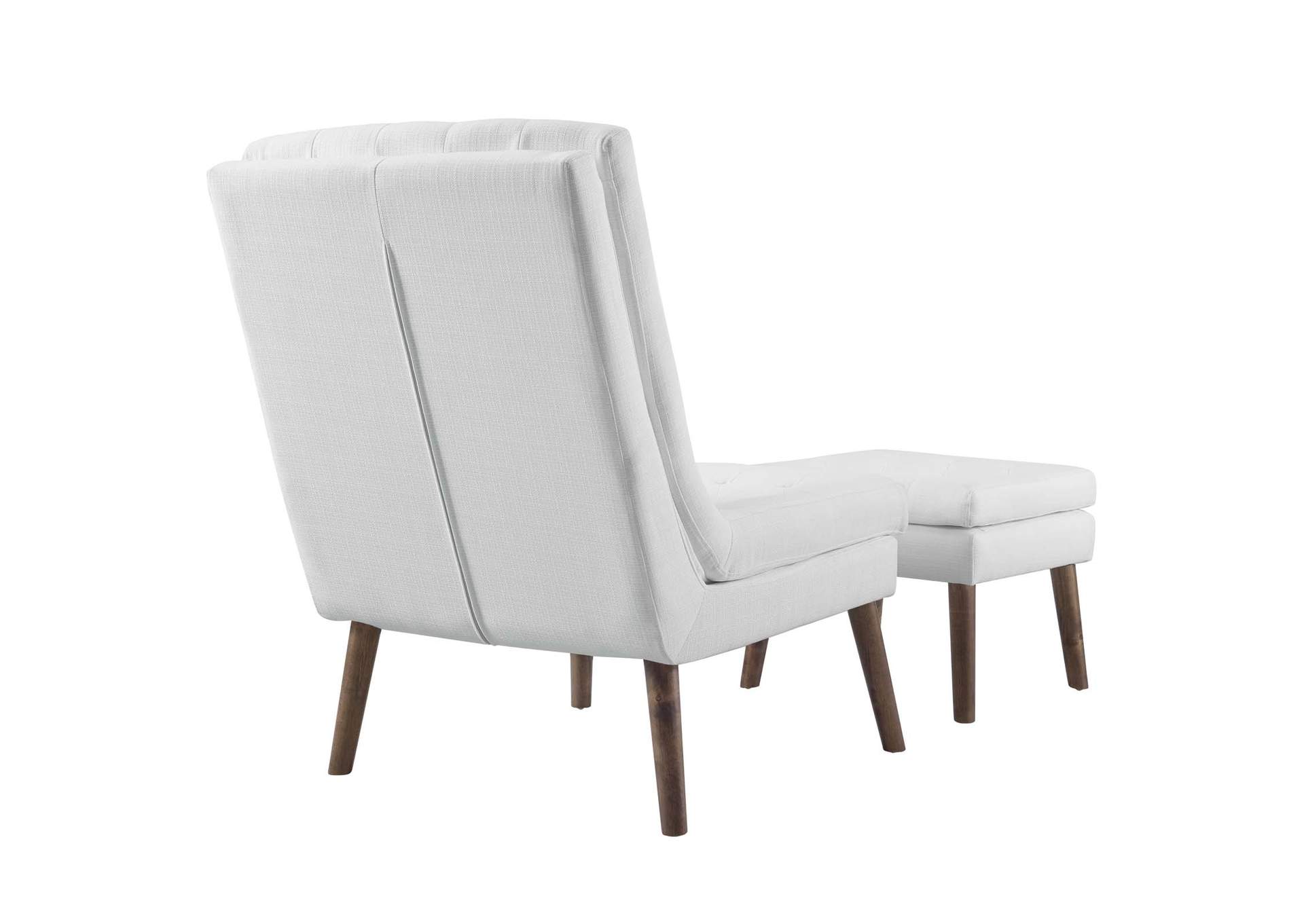 White Modify Upholstered Lounge Chair and Ottoman,Modway