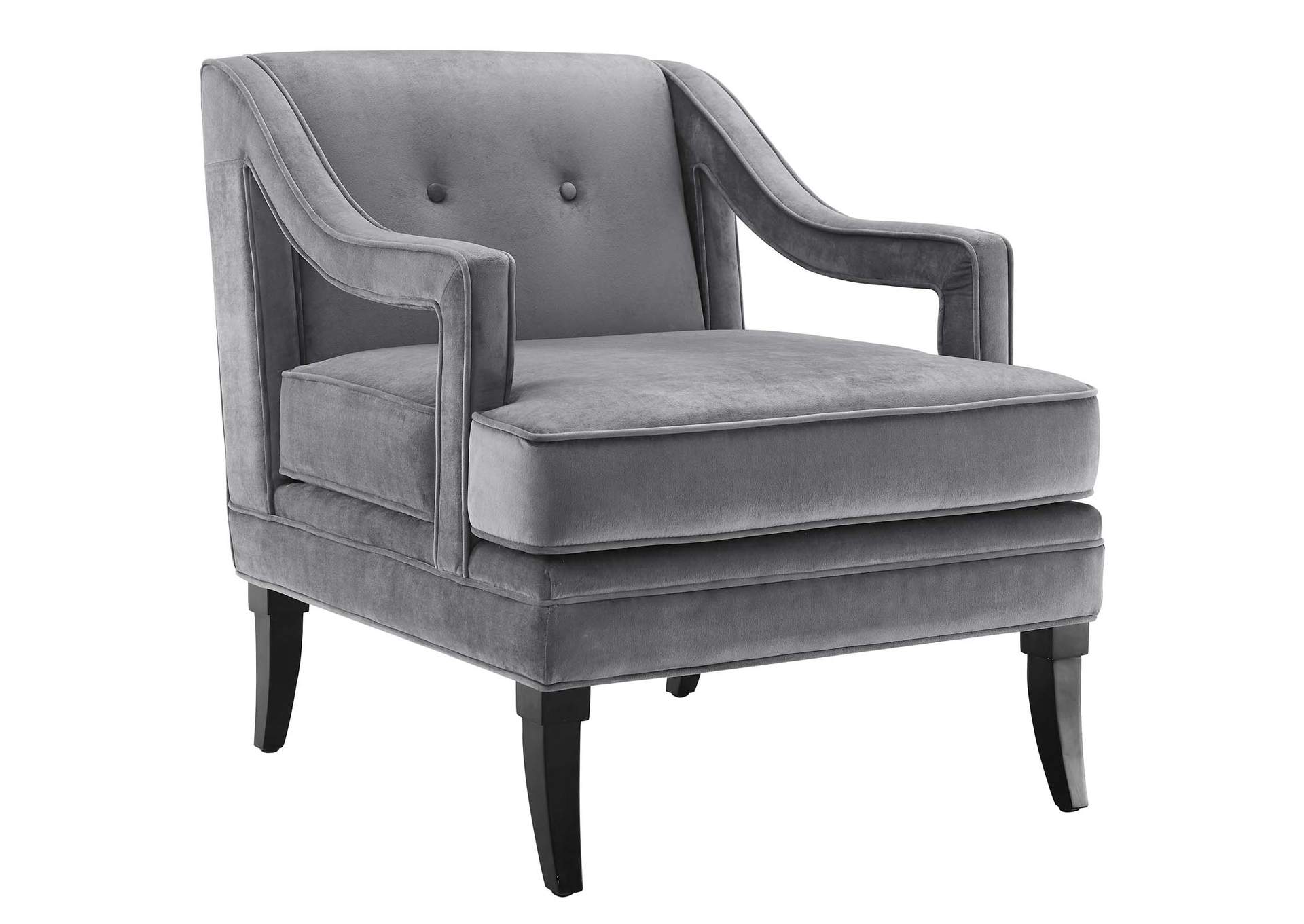 Gray Concur Button Tufted Performance Velvet Arm Chair,Modway