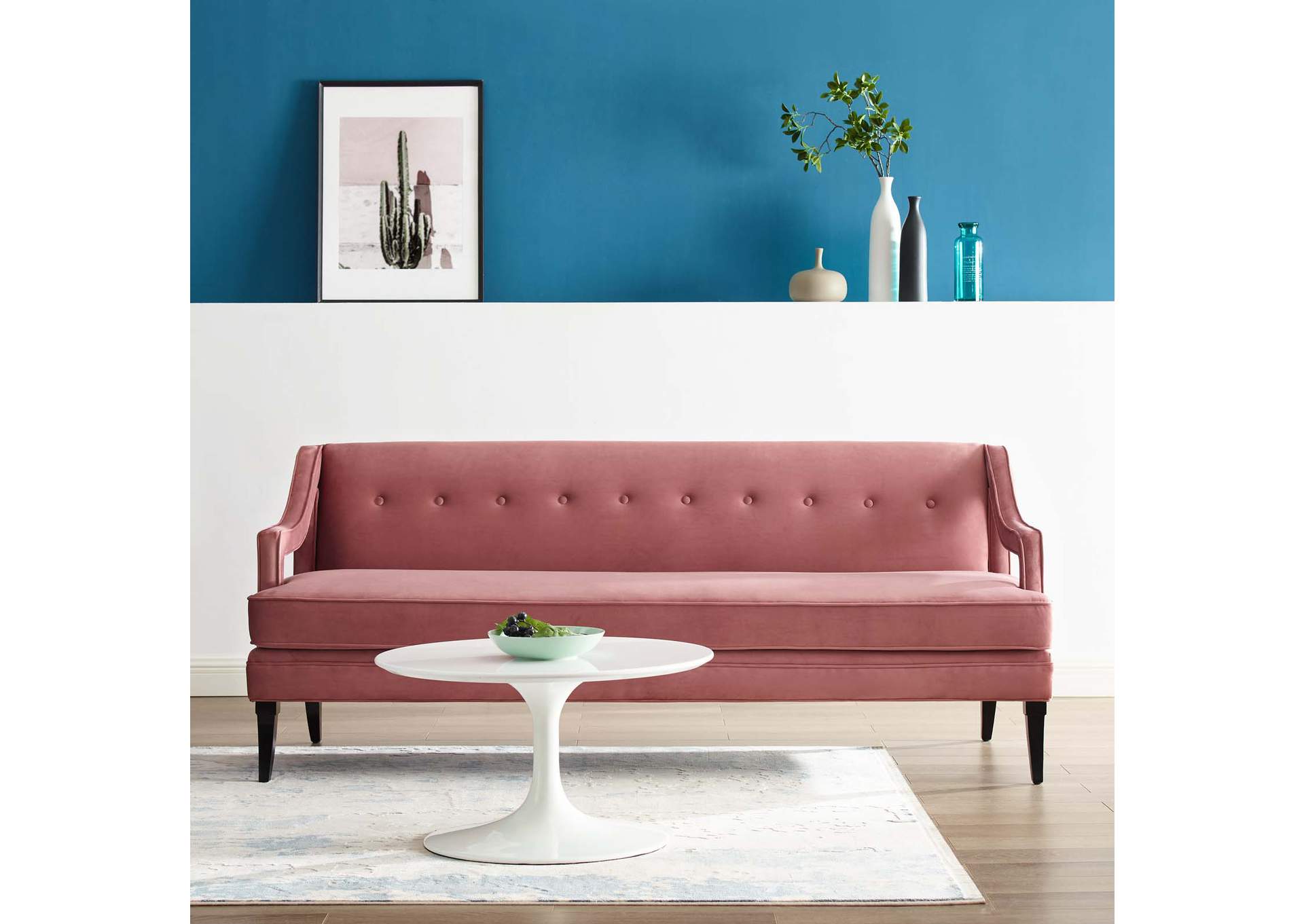 Dusty Rose Concur Button Tufted Performance Velvet Sofa,Modway