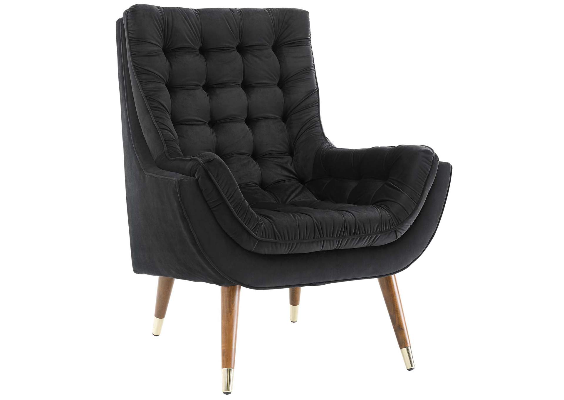 Black Suggest Button Tufted Performance Velvet Lounge Chair,Modway