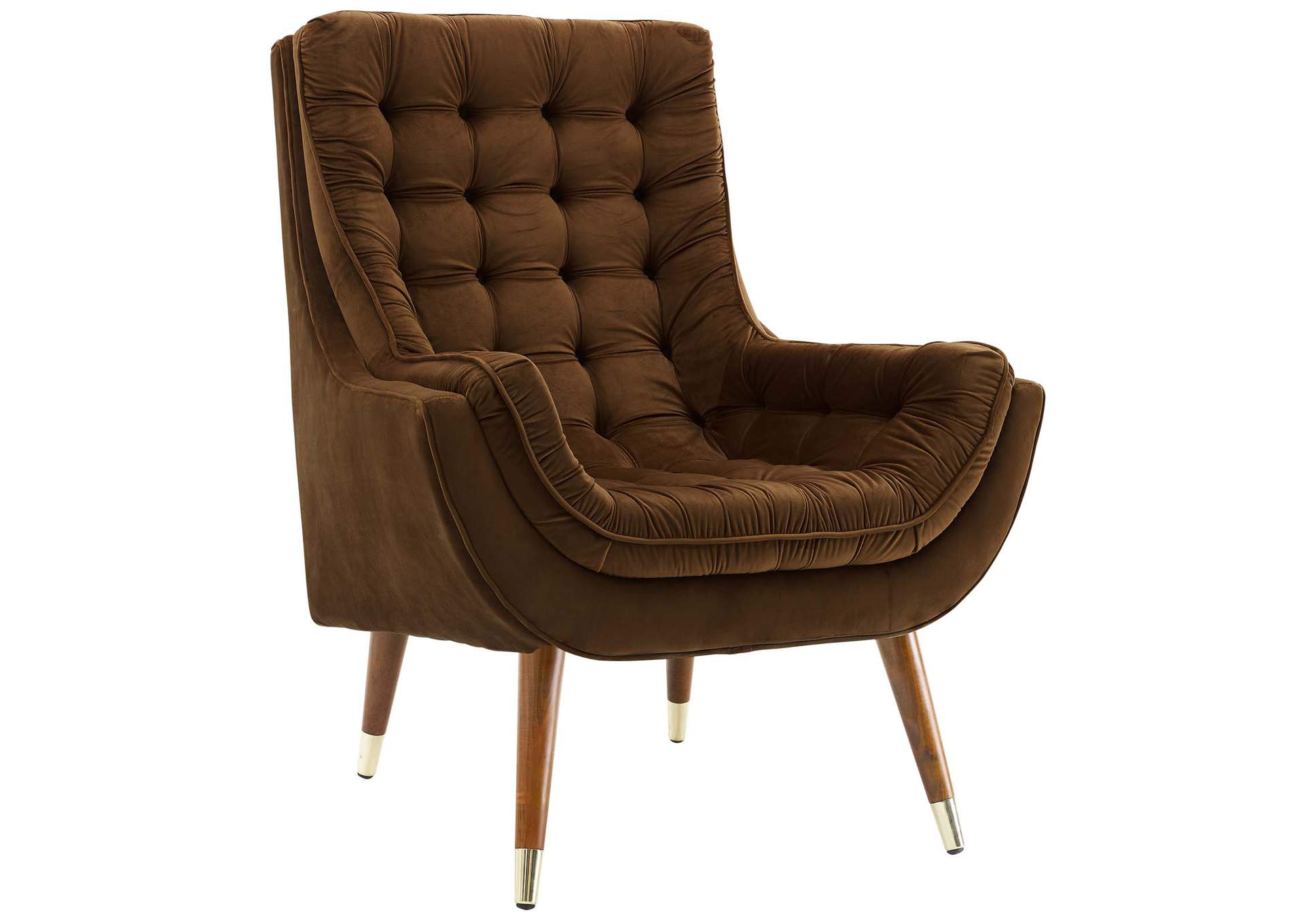 Brown Suggest Button Tufted Performance Velvet Lounge Chair,Modway