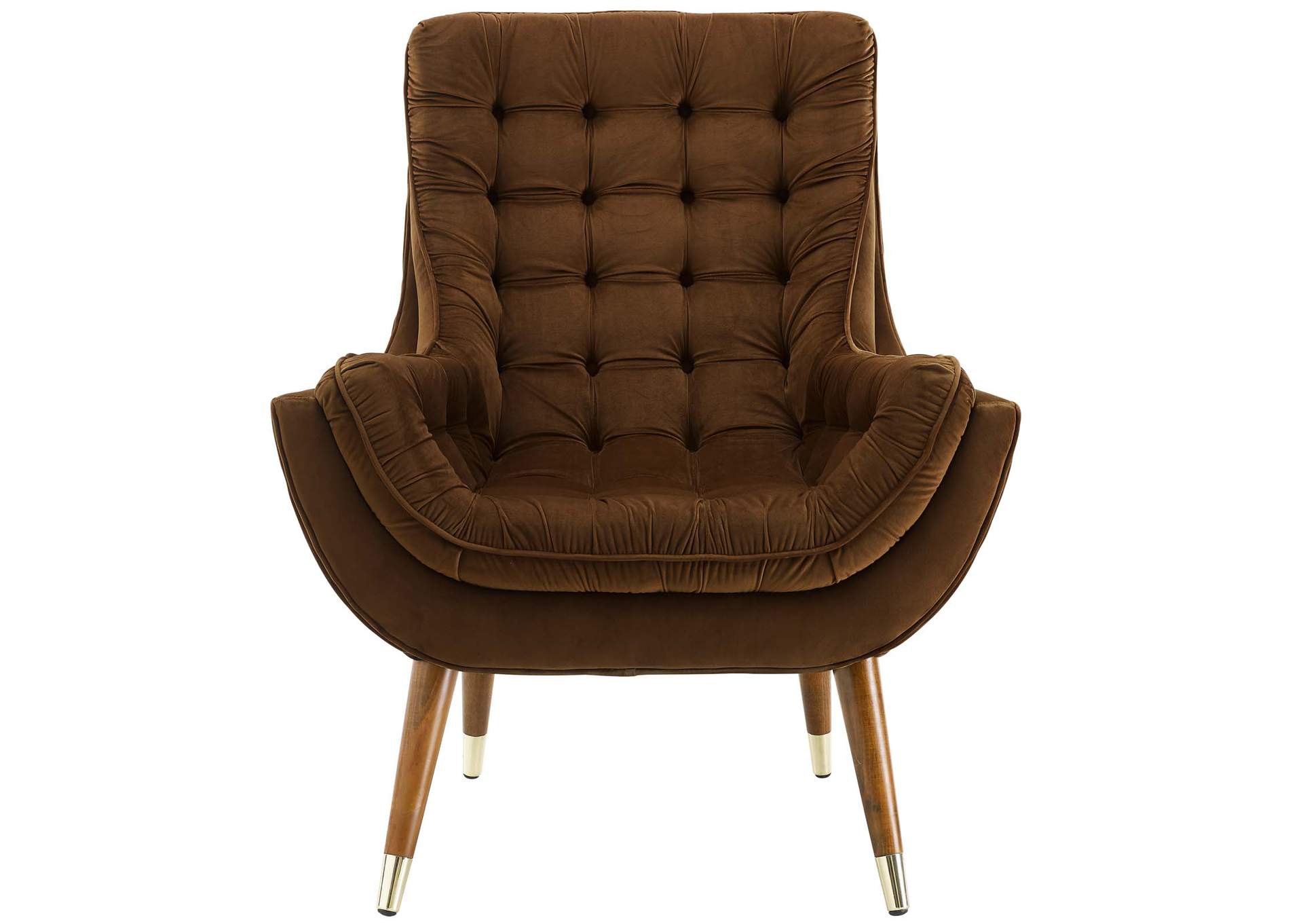 Brown Suggest Button Tufted Performance Velvet Lounge Chair,Modway