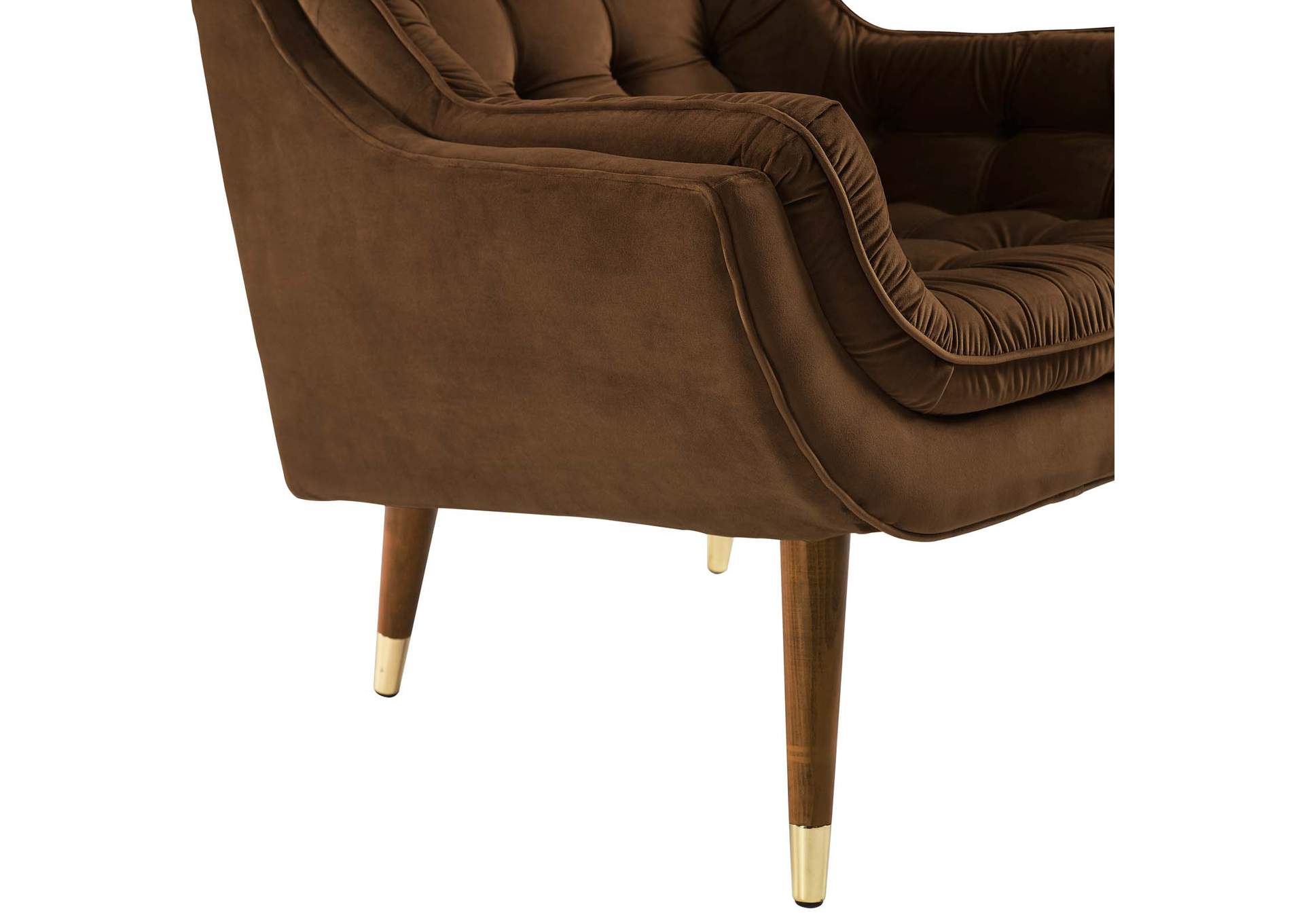 Brown Suggest Button Tufted Performance Velvet Lounge Chair,Modway