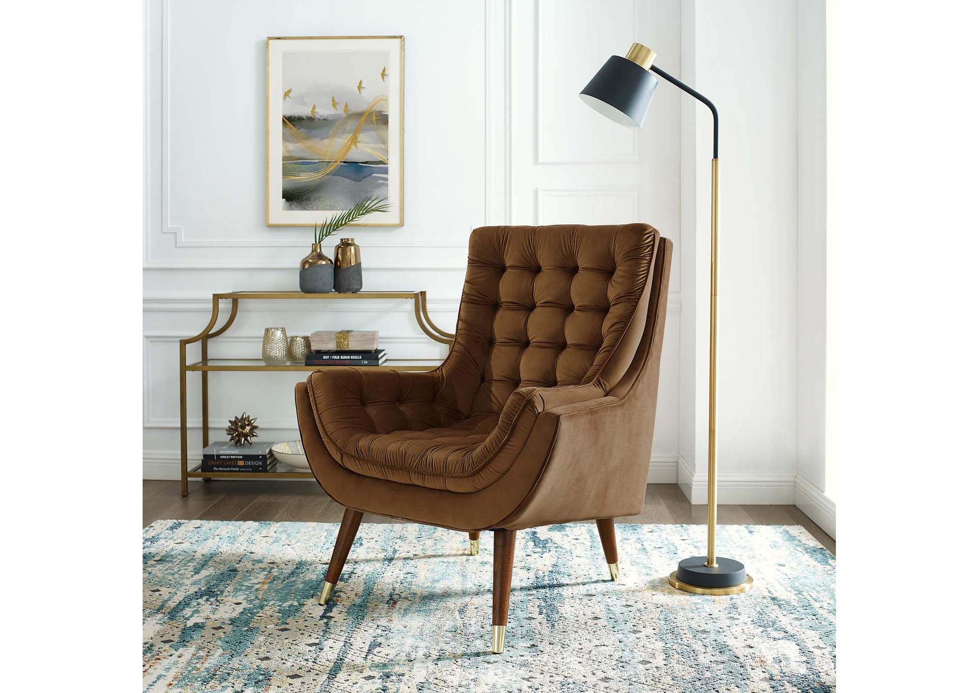 Brown Suggest Button Tufted Performance Velvet Lounge Chair,Modway