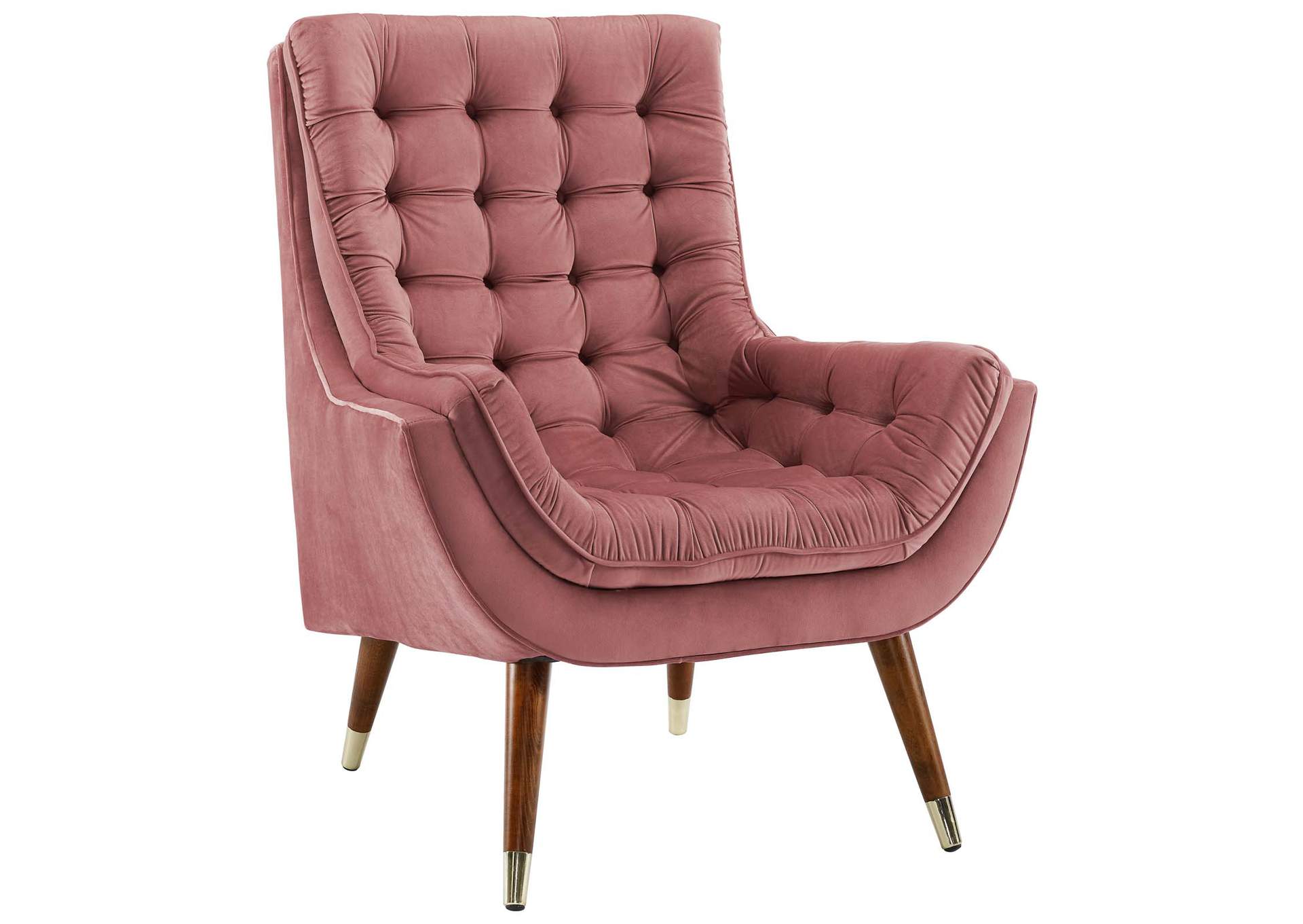 Dusty Rose Suggest Button Tufted Performance Velvet Lounge Chair,Modway