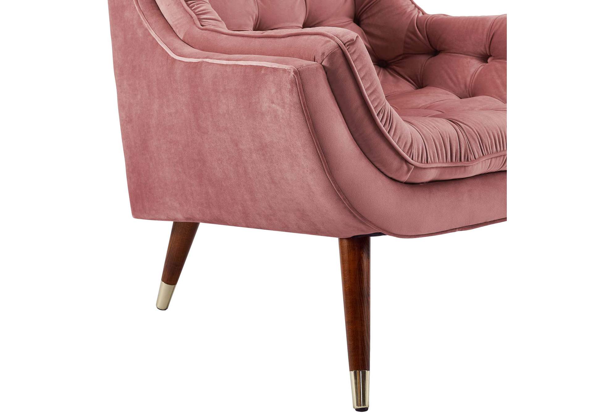 Dusty Rose Suggest Button Tufted Performance Velvet Lounge Chair,Modway