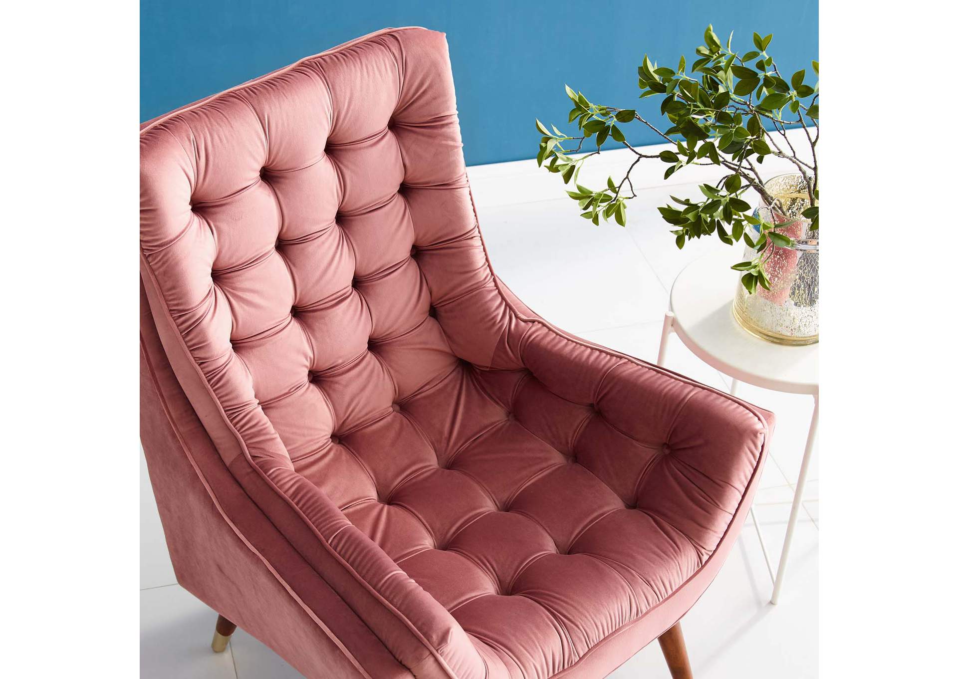 Dusty Rose Suggest Button Tufted Performance Velvet Lounge Chair,Modway