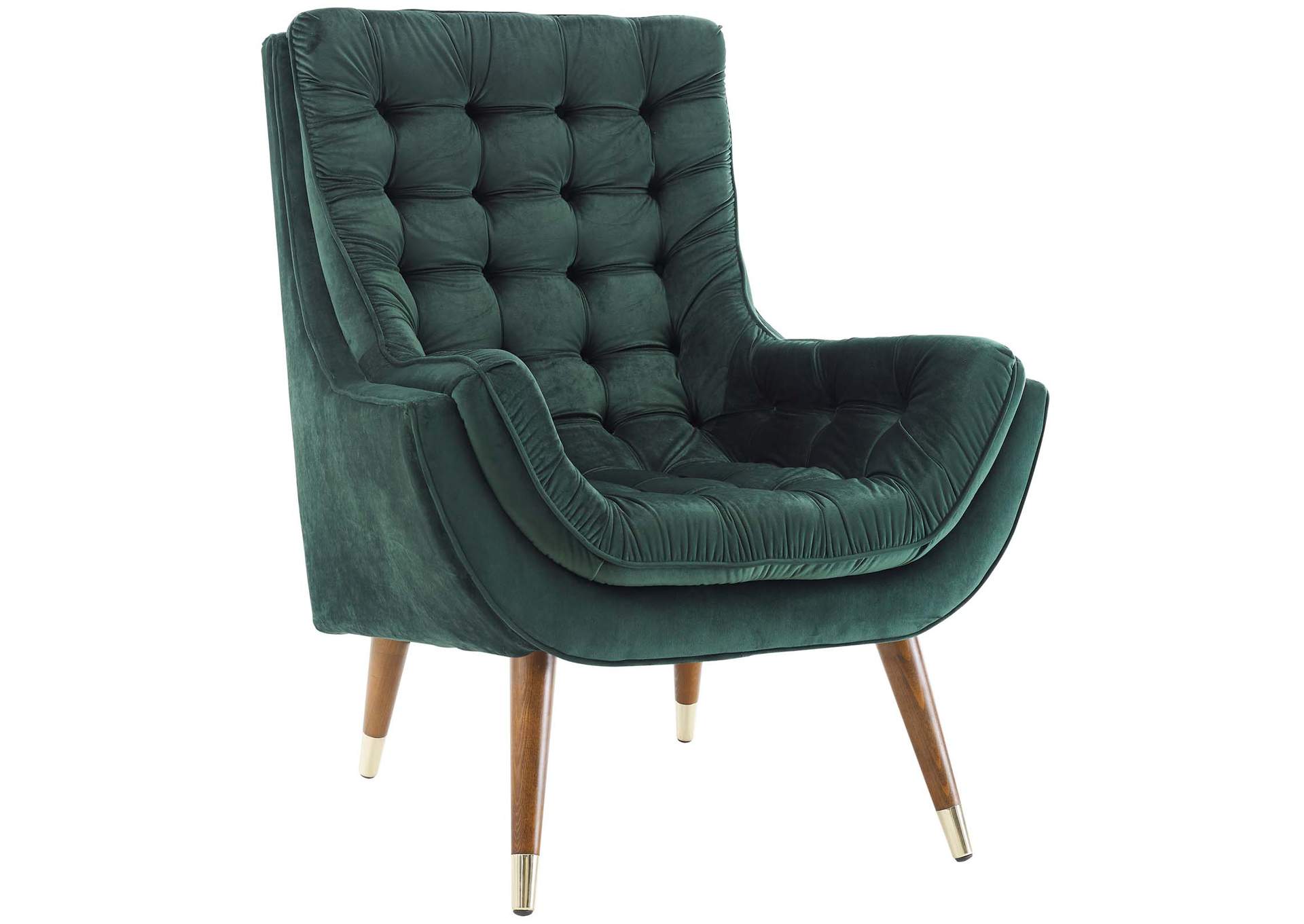 Green Suggest Button Tufted Performance Velvet Lounge Chair,Modway