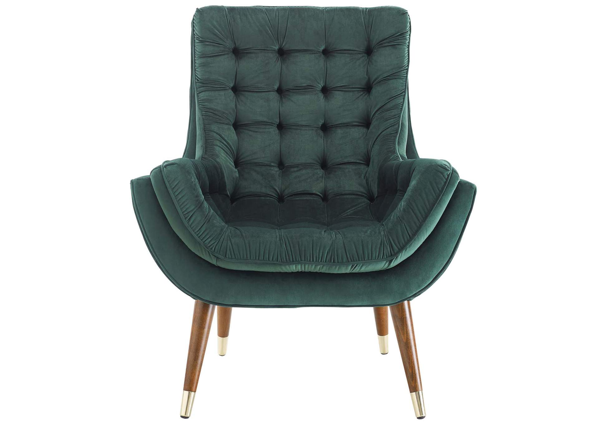 Green Suggest Button Tufted Performance Velvet Lounge Chair,Modway