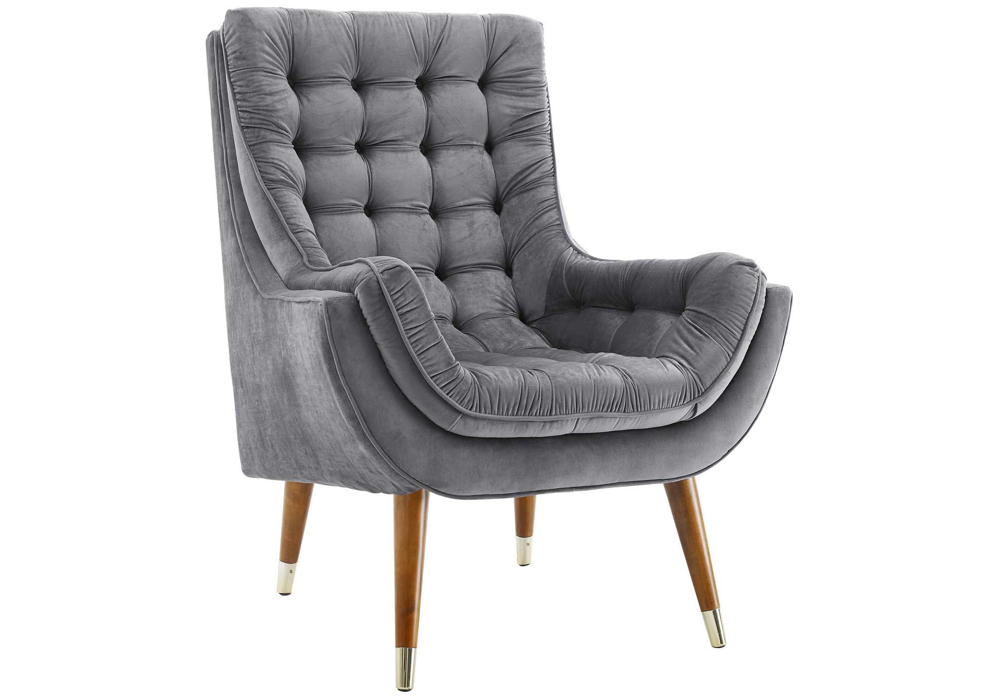 Gray Suggest Button Tufted Performance Velvet Lounge Chair,Modway