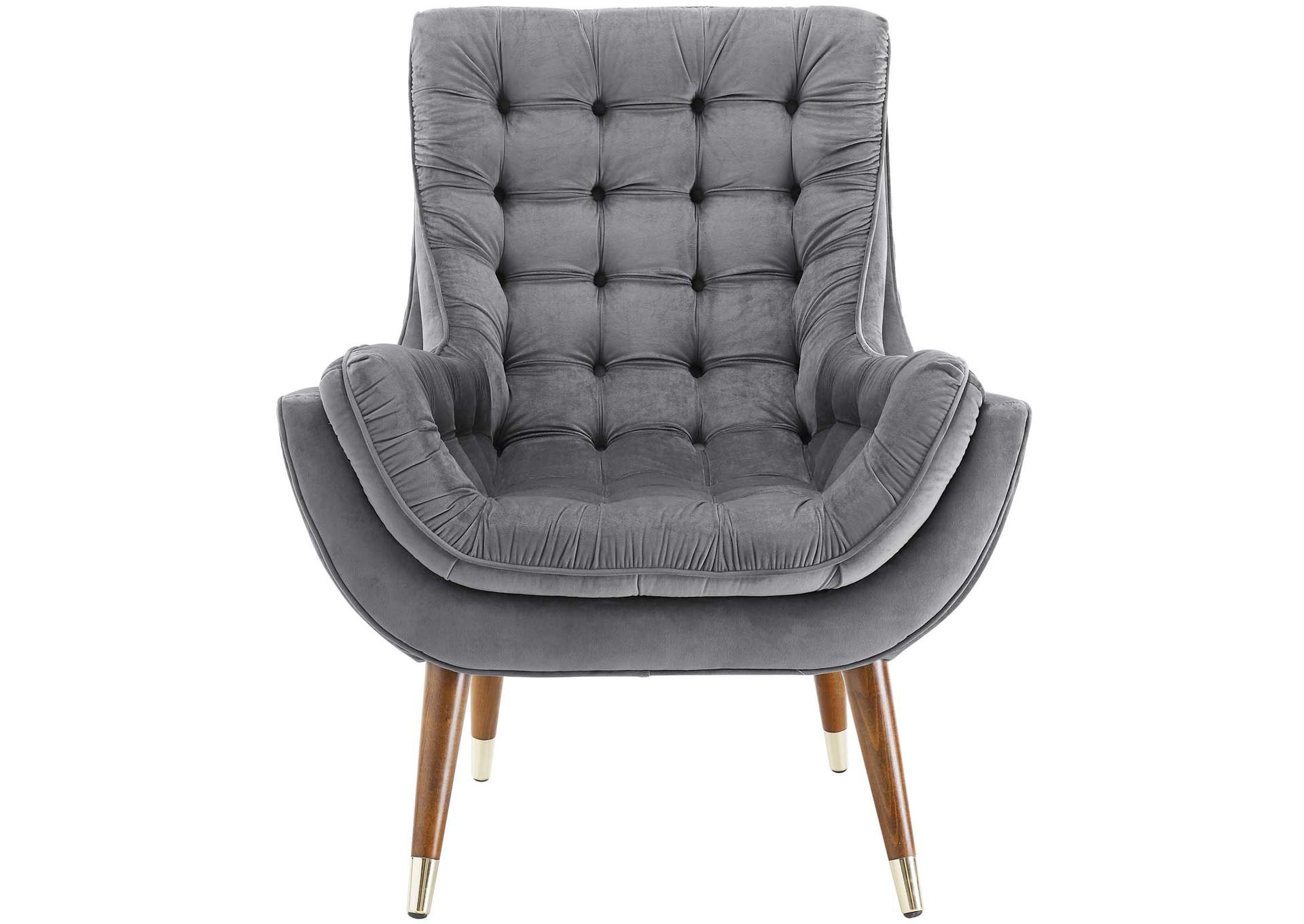 Gray Suggest Button Tufted Performance Velvet Lounge Chair,Modway