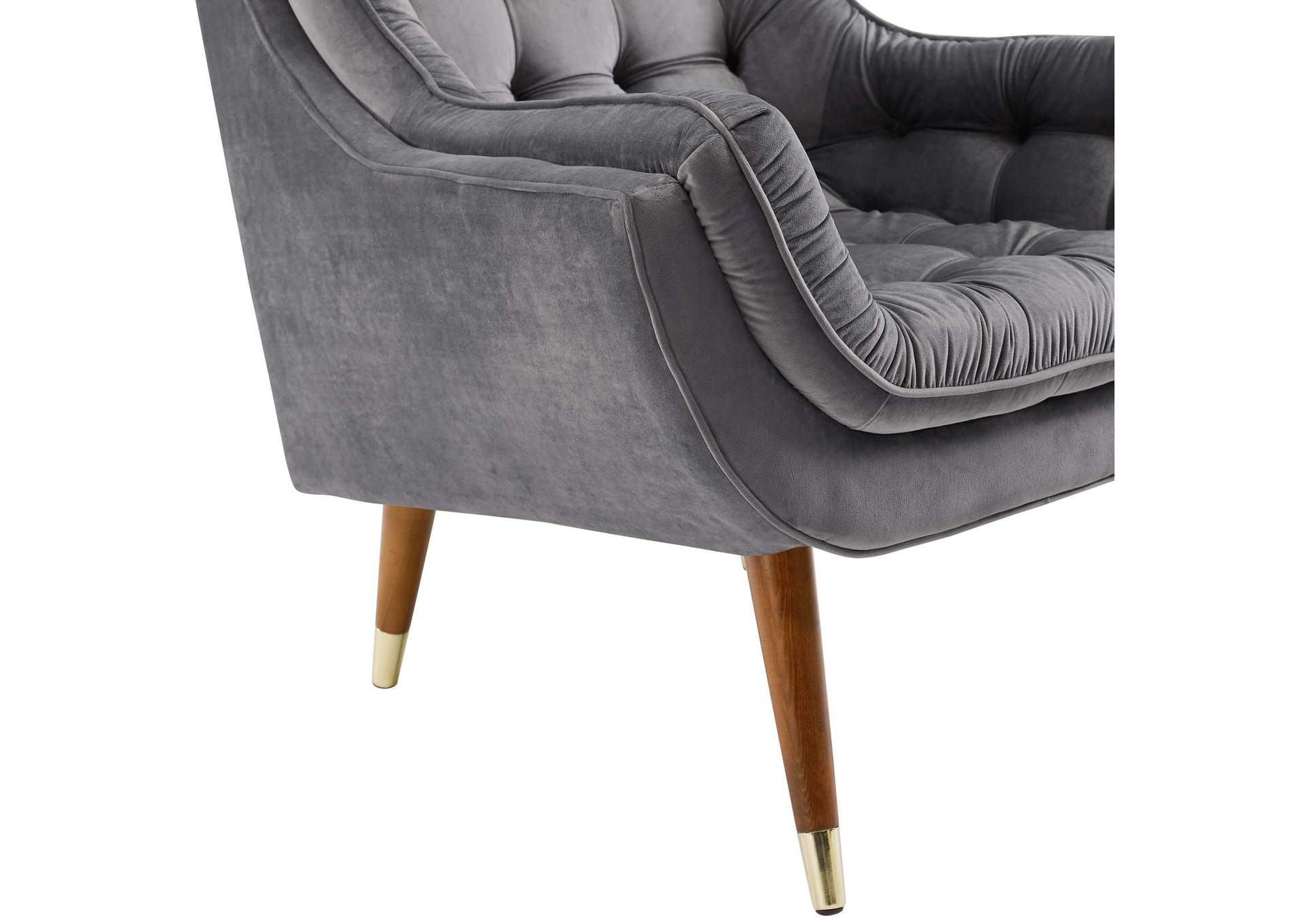 Gray Suggest Button Tufted Performance Velvet Lounge Chair,Modway