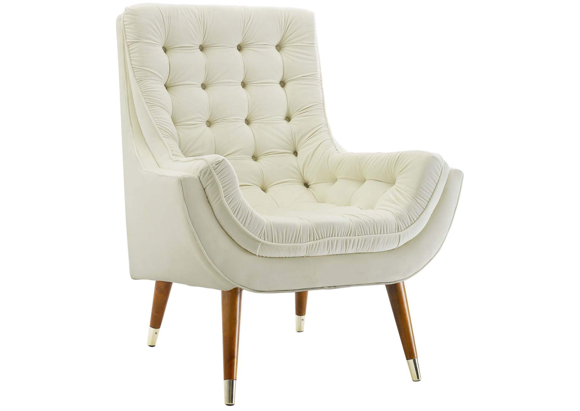 Ivory Suggest Button Tufted Performance Velvet Lounge Chair,Modway