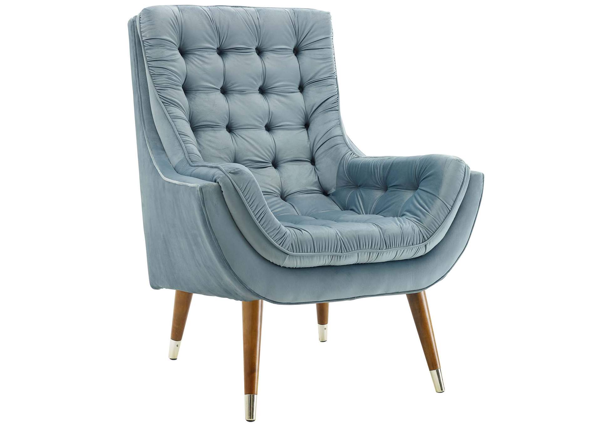 Light Blue Suggest Button Tufted Performance Velvet Lounge Chair,Modway