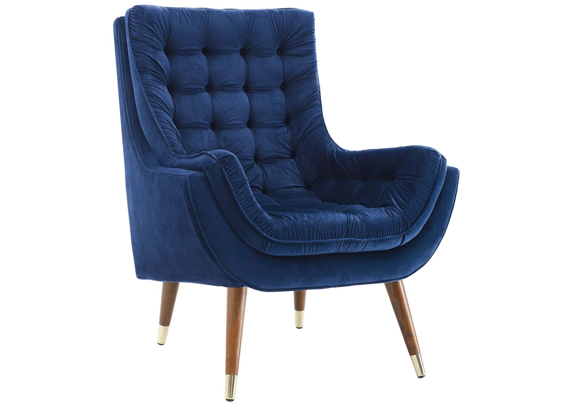 Navy Suggest Button Tufted Performance Velvet Lounge Chair,Modway