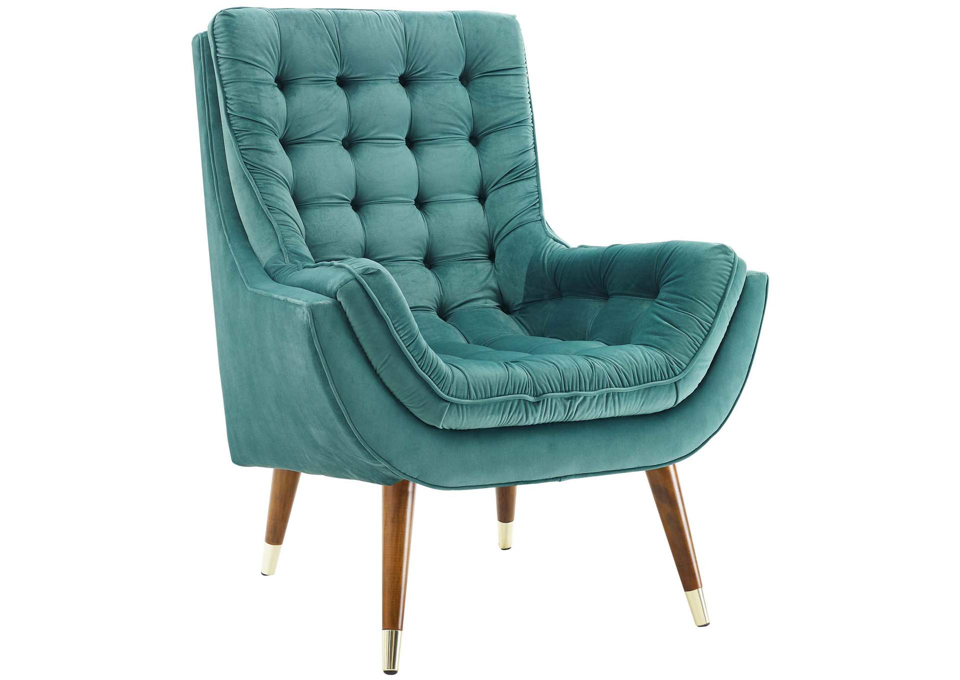 Teal Suggest Button Tufted Performance Velvet Lounge Chair,Modway