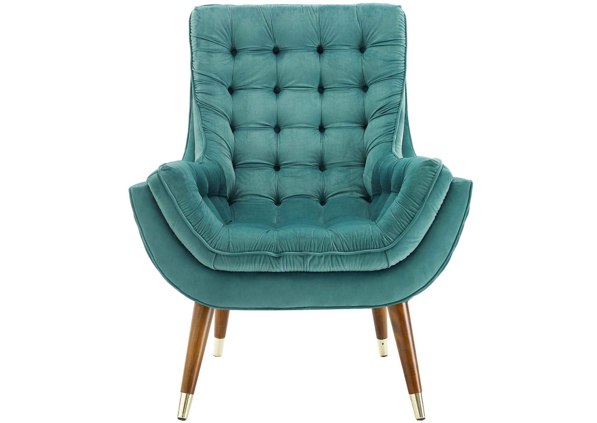 Teal Suggest Button Tufted Performance Velvet Lounge Chair,Modway