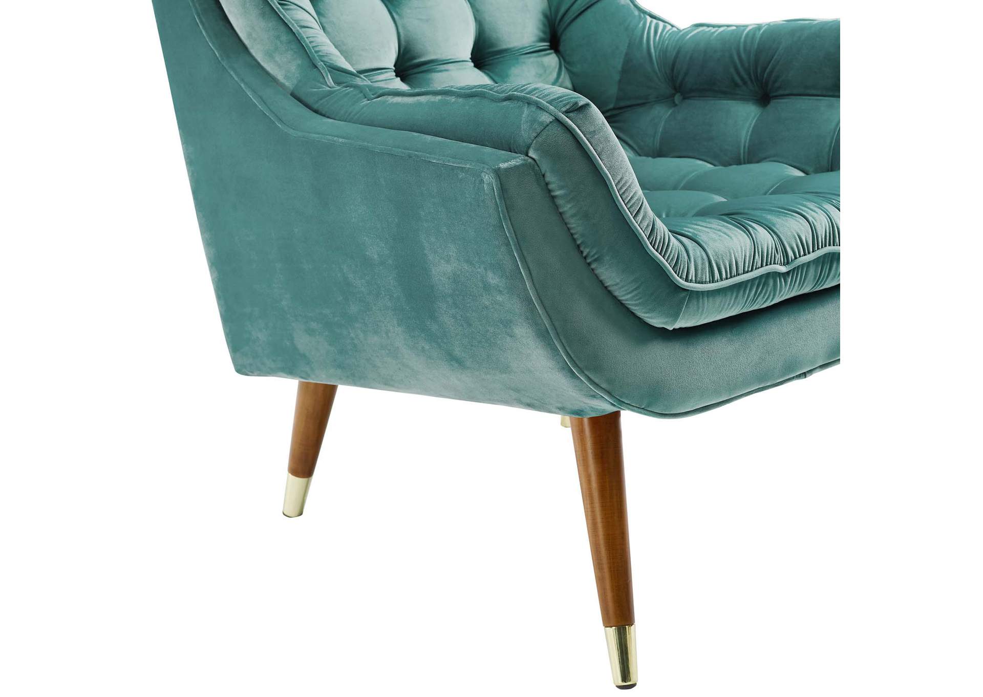 Teal Suggest Button Tufted Performance Velvet Lounge Chair,Modway