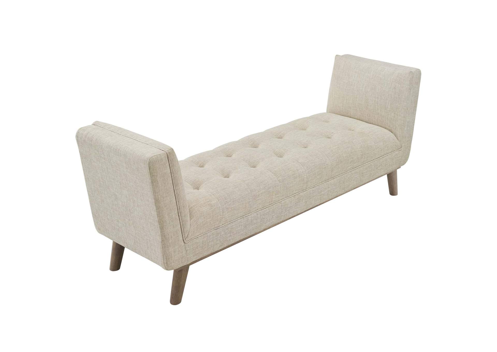 Beige Haven Tufted Button Upholstered Fabric Accent Bench,Modway