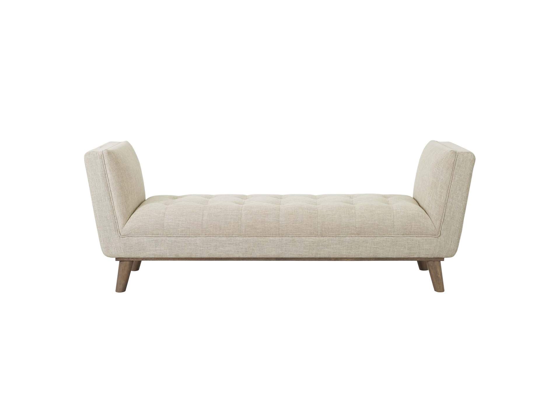 Beige Haven Tufted Button Upholstered Fabric Accent Bench,Modway