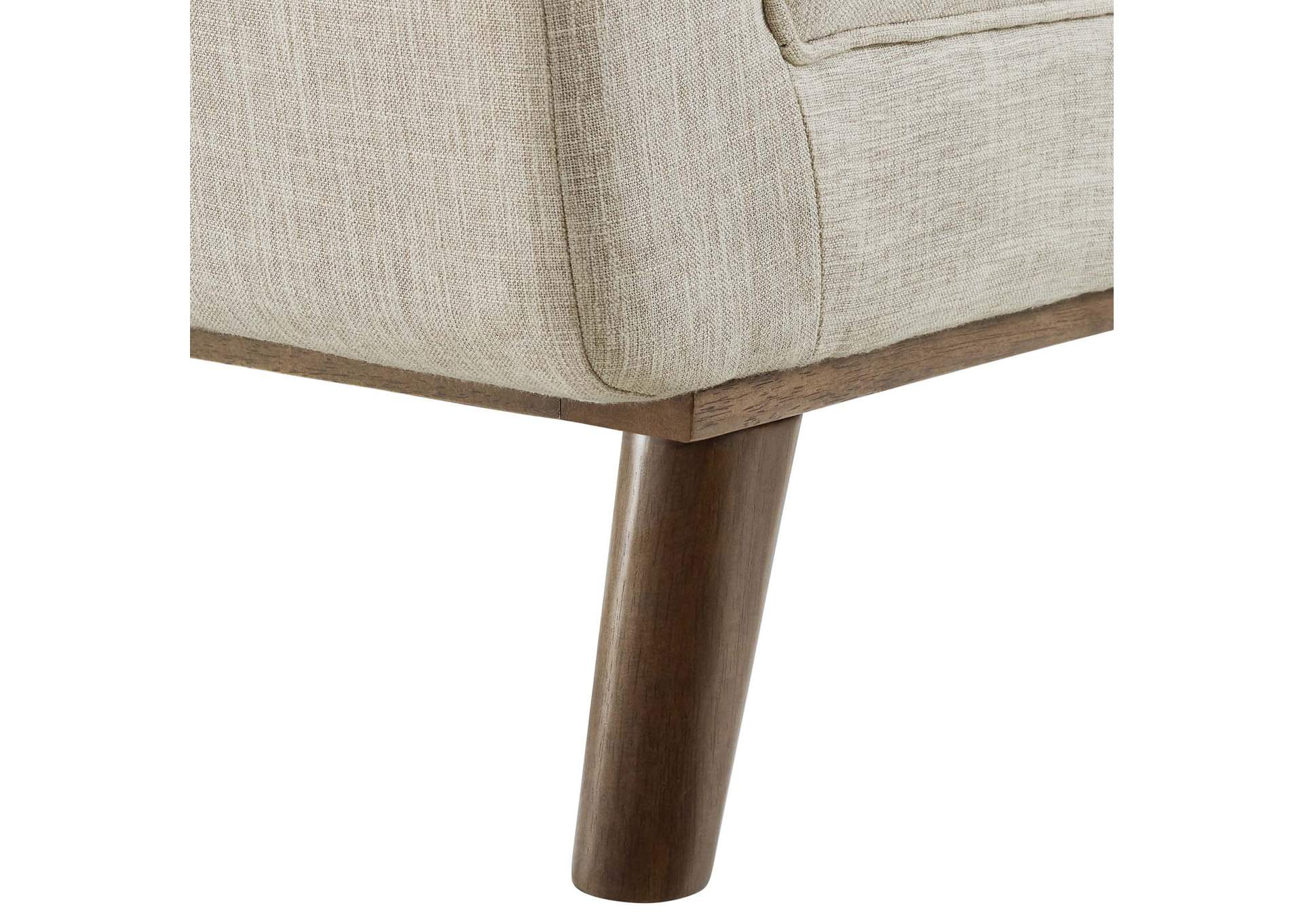 Beige Haven Tufted Button Upholstered Fabric Accent Bench,Modway