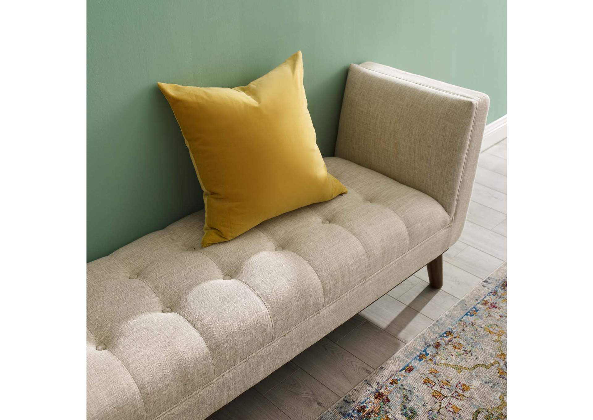 Beige Haven Tufted Button Upholstered Fabric Accent Bench,Modway