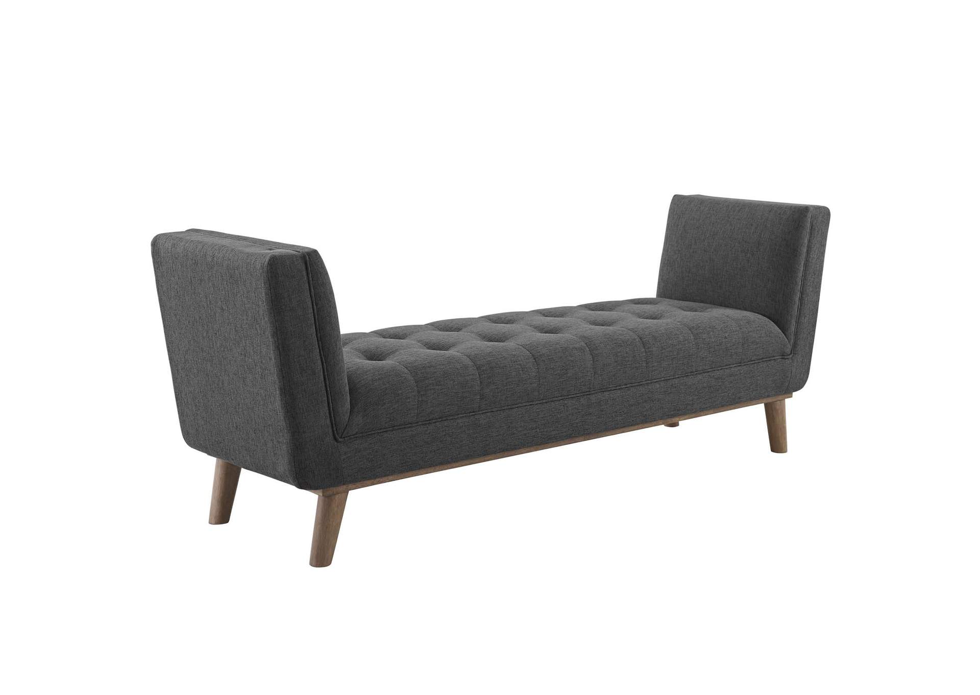 Gray Haven Tufted Button Upholstered Fabric Accent Bench,Modway