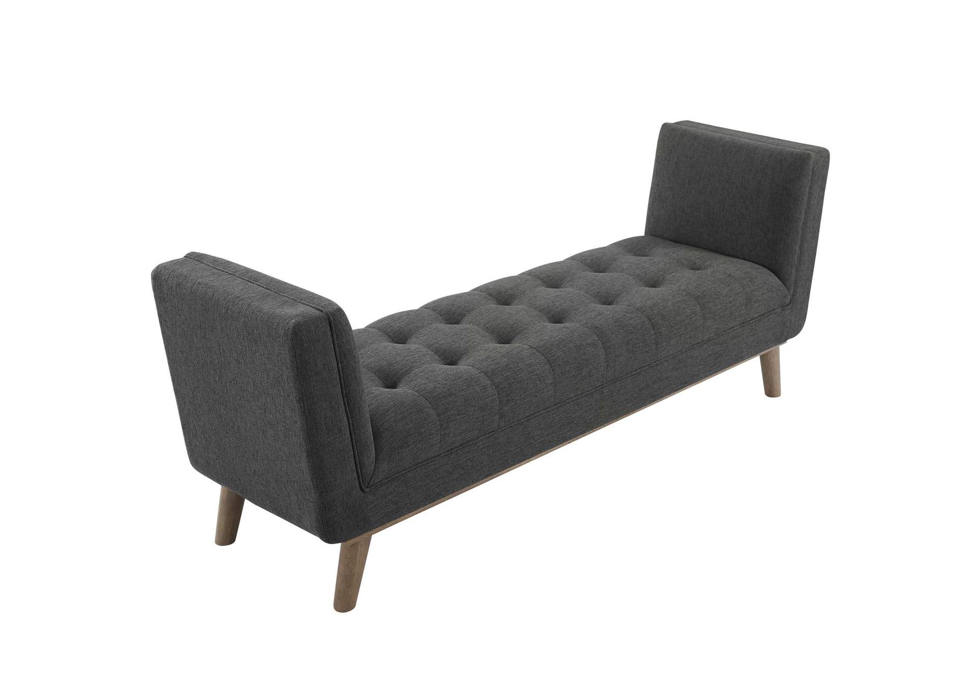 Gray Haven Tufted Button Upholstered Fabric Accent Bench,Modway