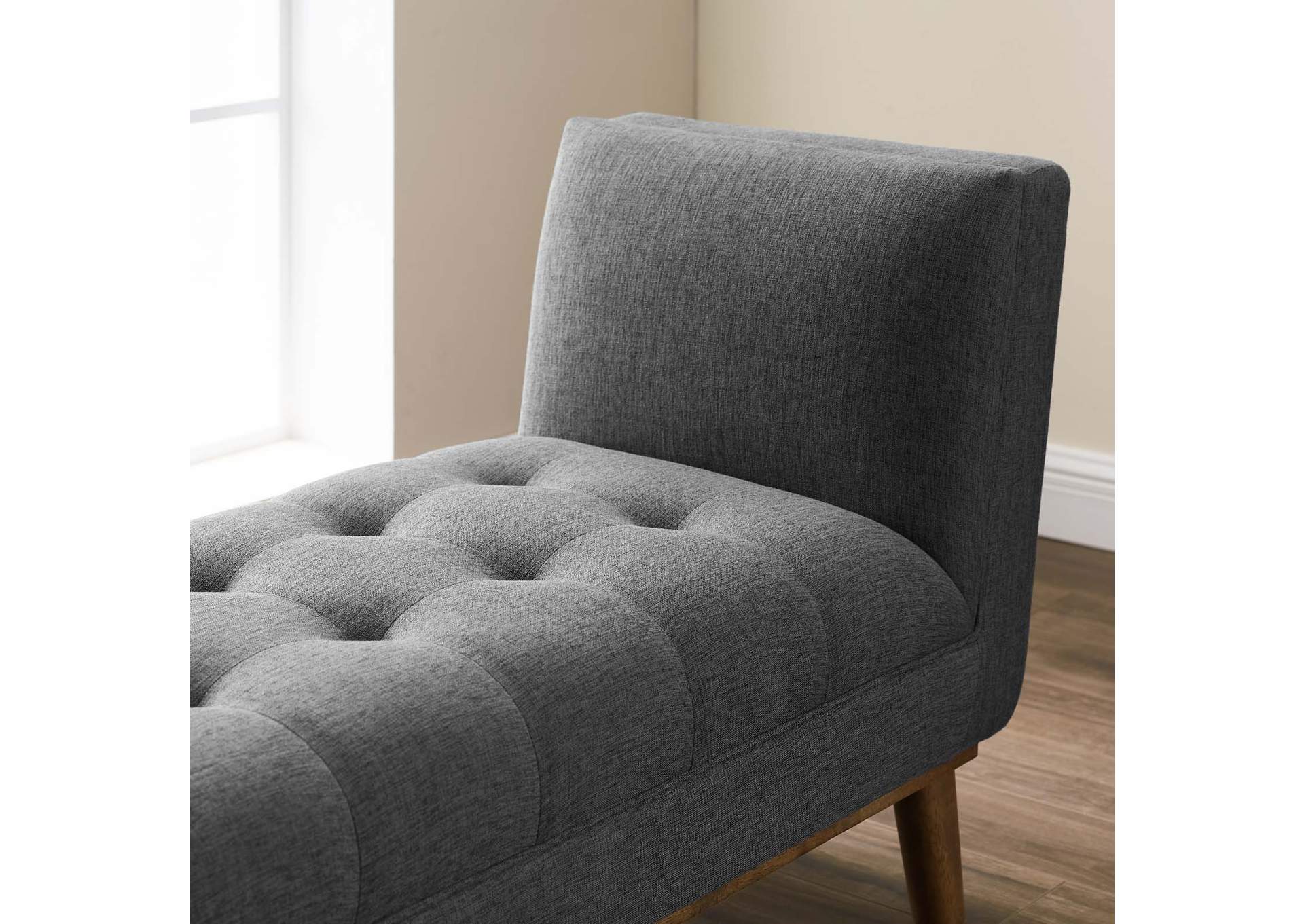 Gray Haven Tufted Button Upholstered Fabric Accent Bench,Modway