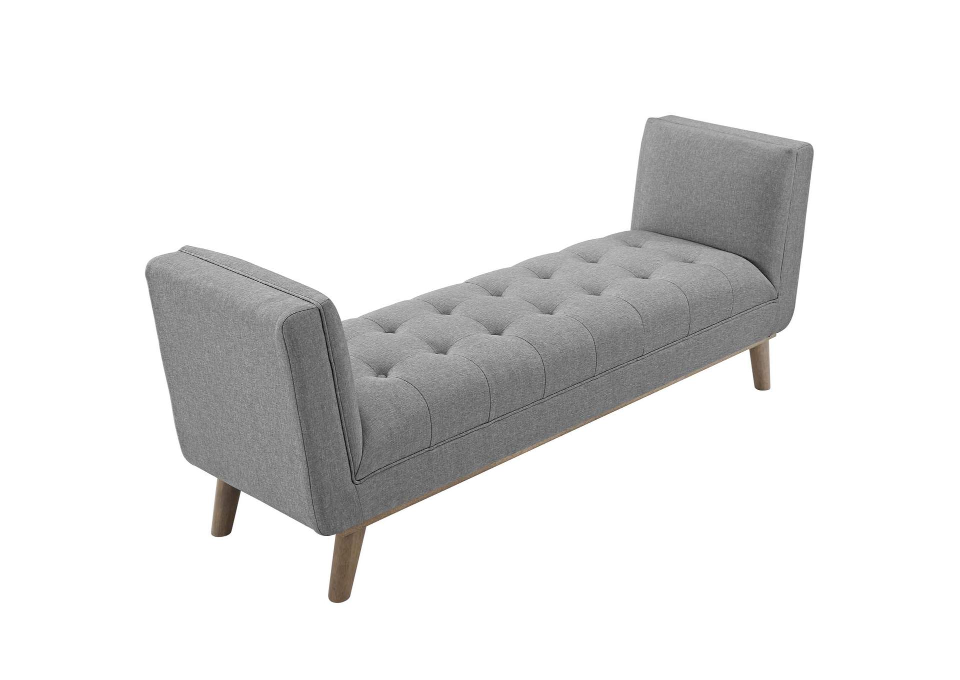 Light Gray Haven Tufted Button Upholstered Fabric Accent Bench,Modway