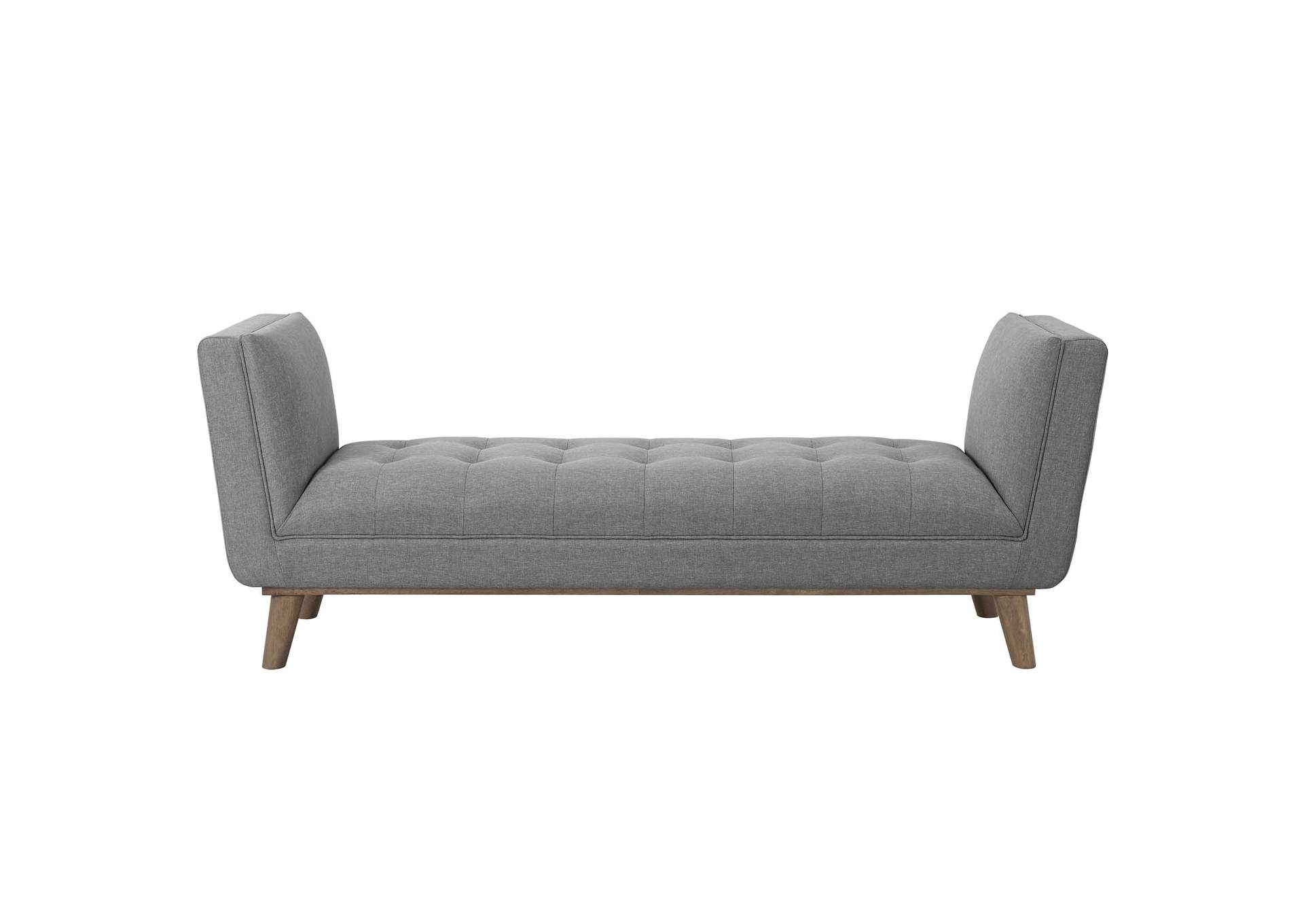 Light Gray Haven Tufted Button Upholstered Fabric Accent Bench,Modway
