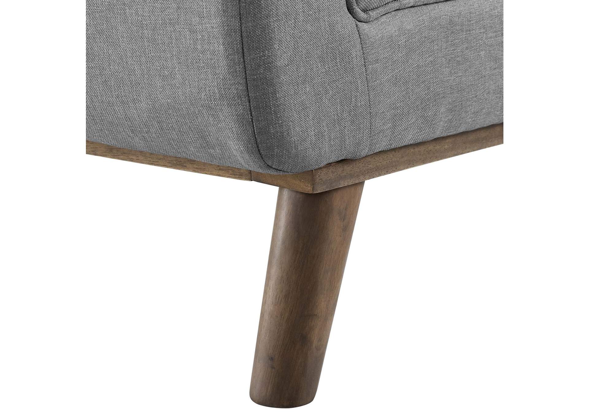 Light Gray Haven Tufted Button Upholstered Fabric Accent Bench,Modway