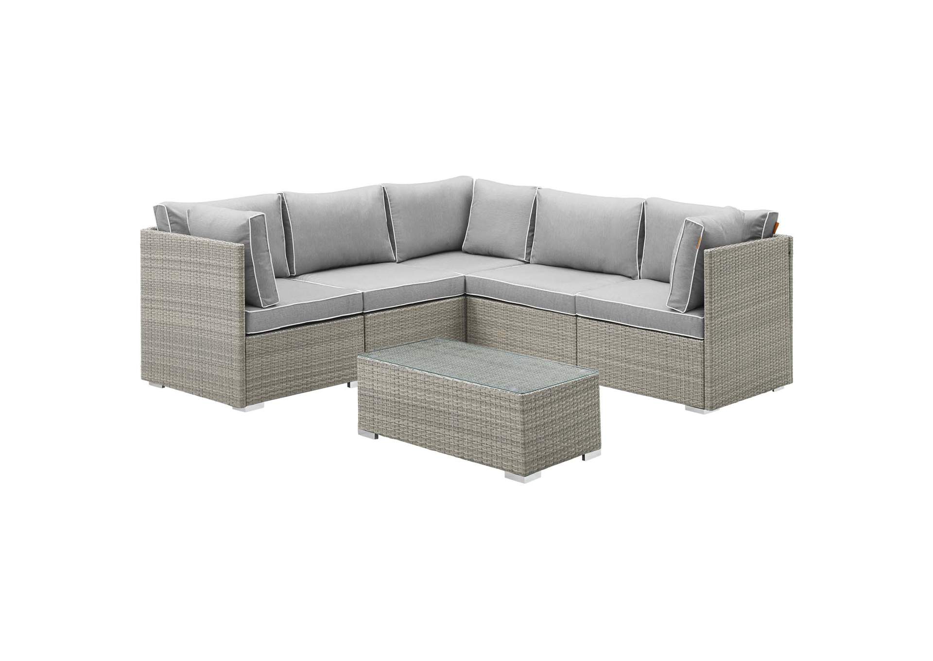 Light Gray Gray Repose 6 Piece Outdoor Patio Sectional Set,Modway