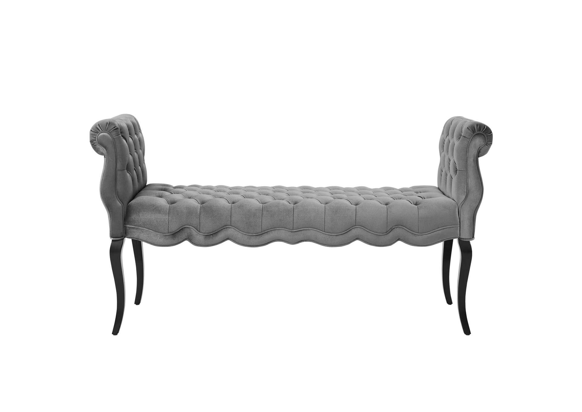 Light Gray Adelia Chesterfield Style Button Tufted Performance Velvet Bench,Modway