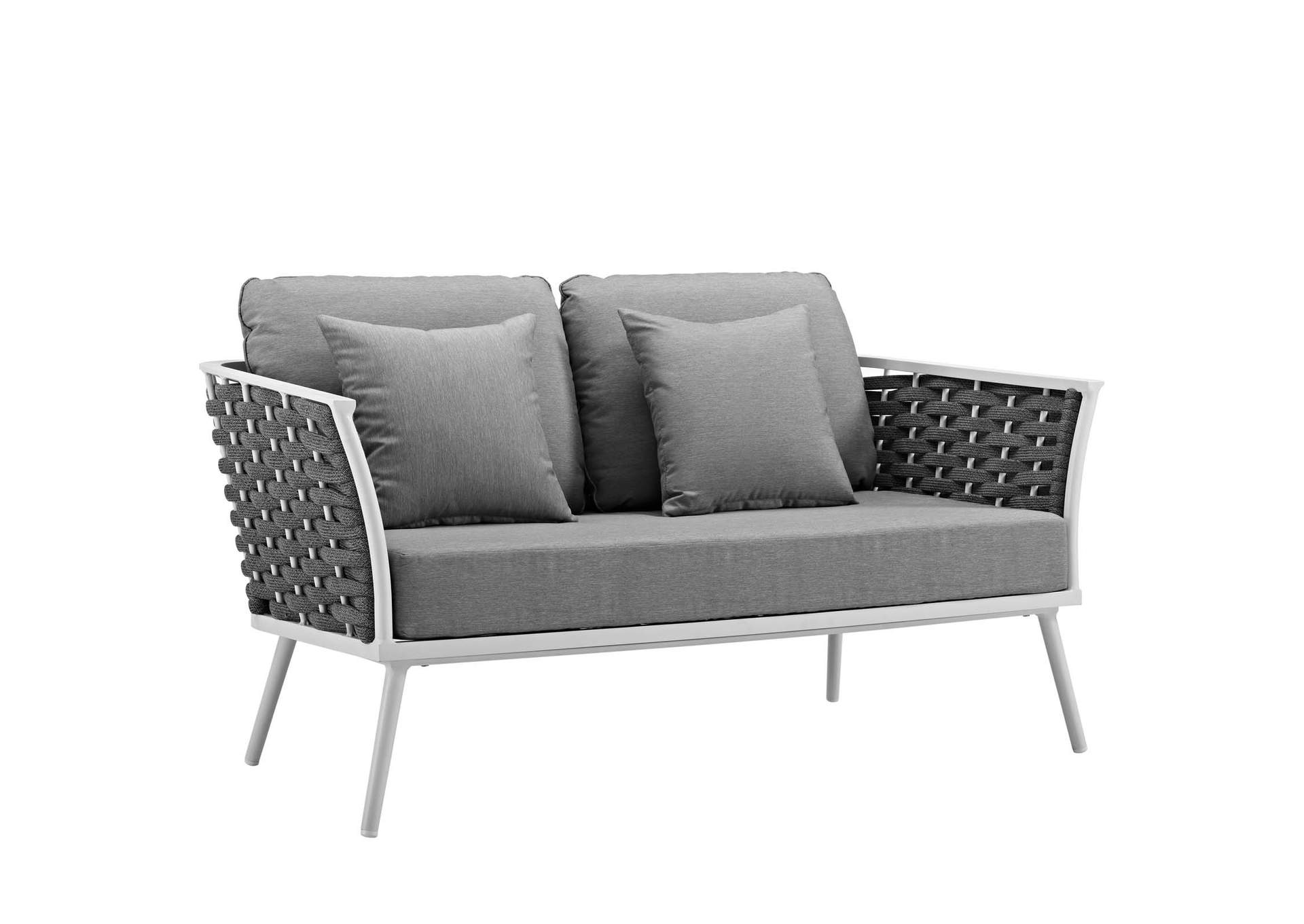 White Gray Stance Outdoor Patio Aluminum Loveseat,Modway