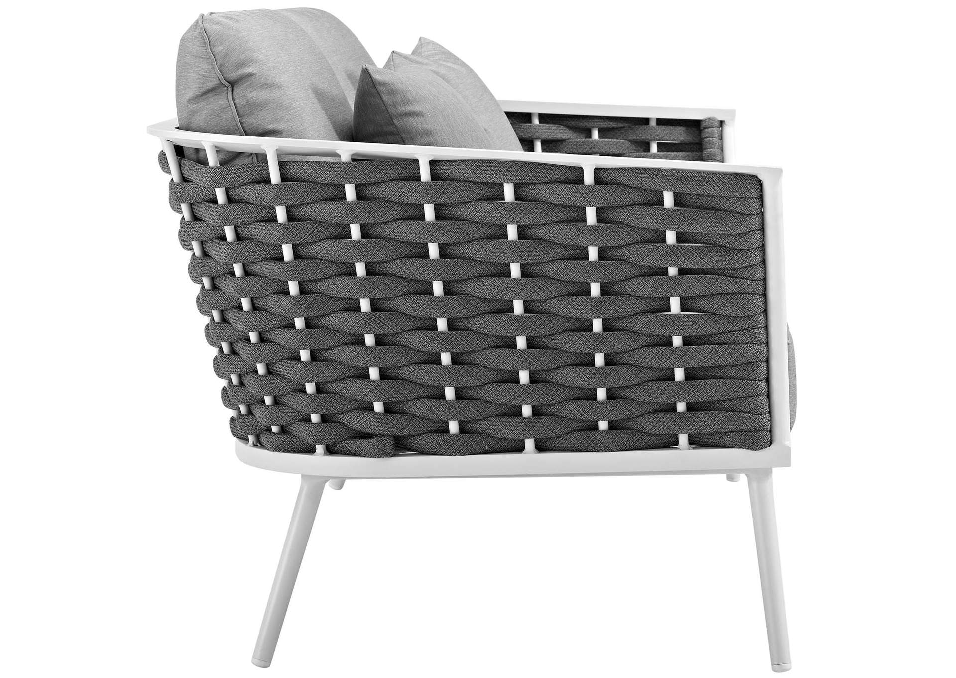 White Gray Stance Outdoor Patio Aluminum Loveseat,Modway