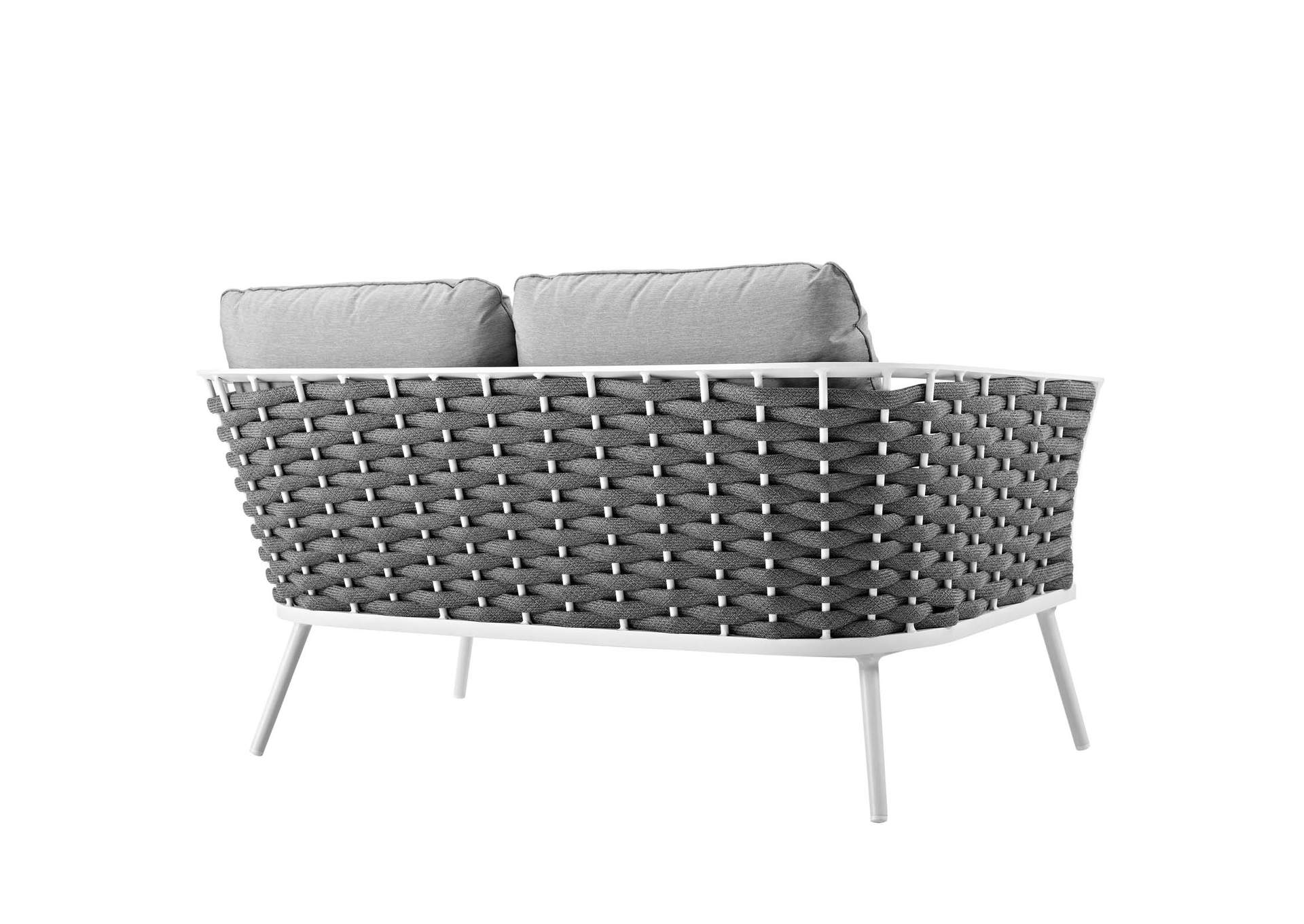 White Gray Stance Outdoor Patio Aluminum Loveseat,Modway