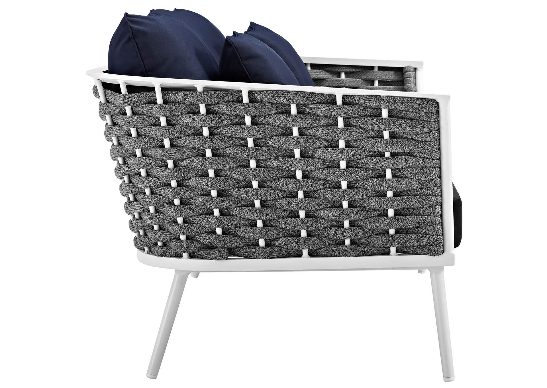 White Navy Stance Outdoor Patio Aluminum Loveseat,Modway