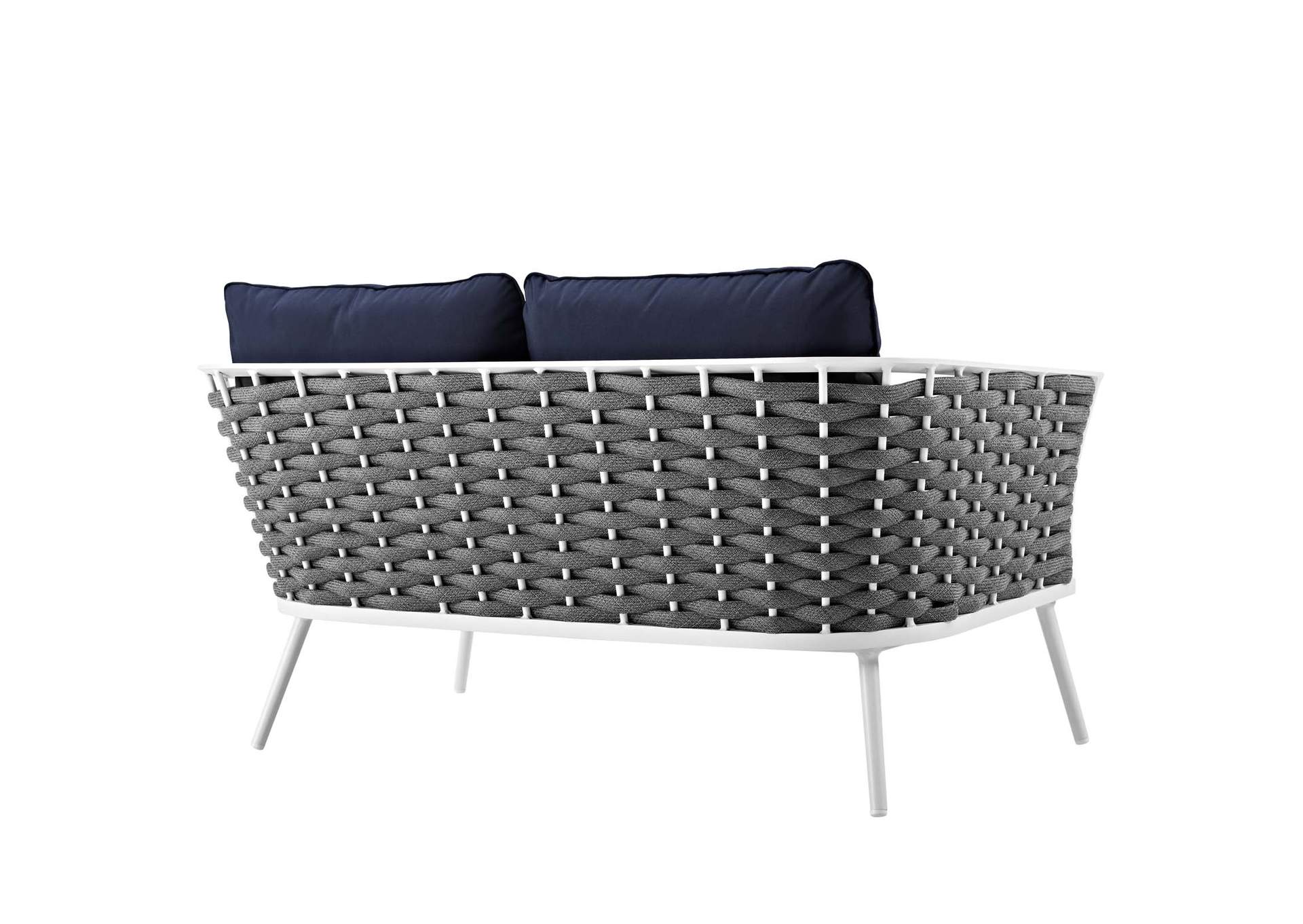 White Navy Stance Outdoor Patio Aluminum Loveseat,Modway