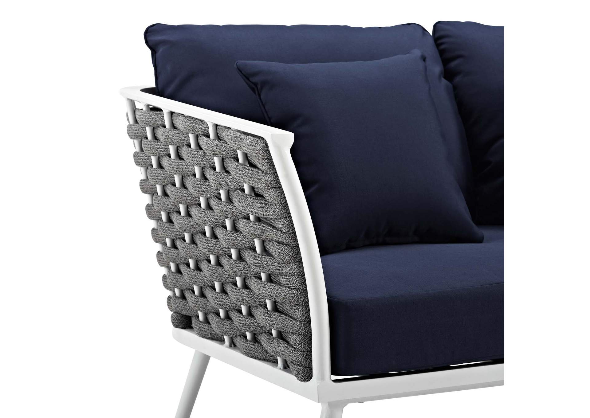 White Navy Stance Outdoor Patio Aluminum Loveseat,Modway