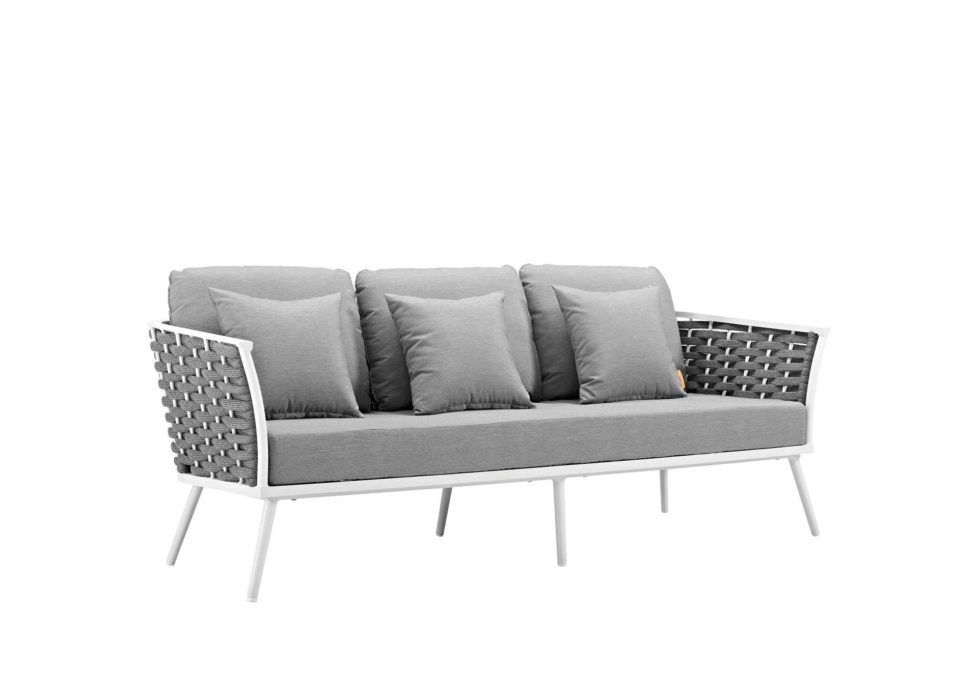White Gray Stance Outdoor Patio Aluminum Sofa,Modway