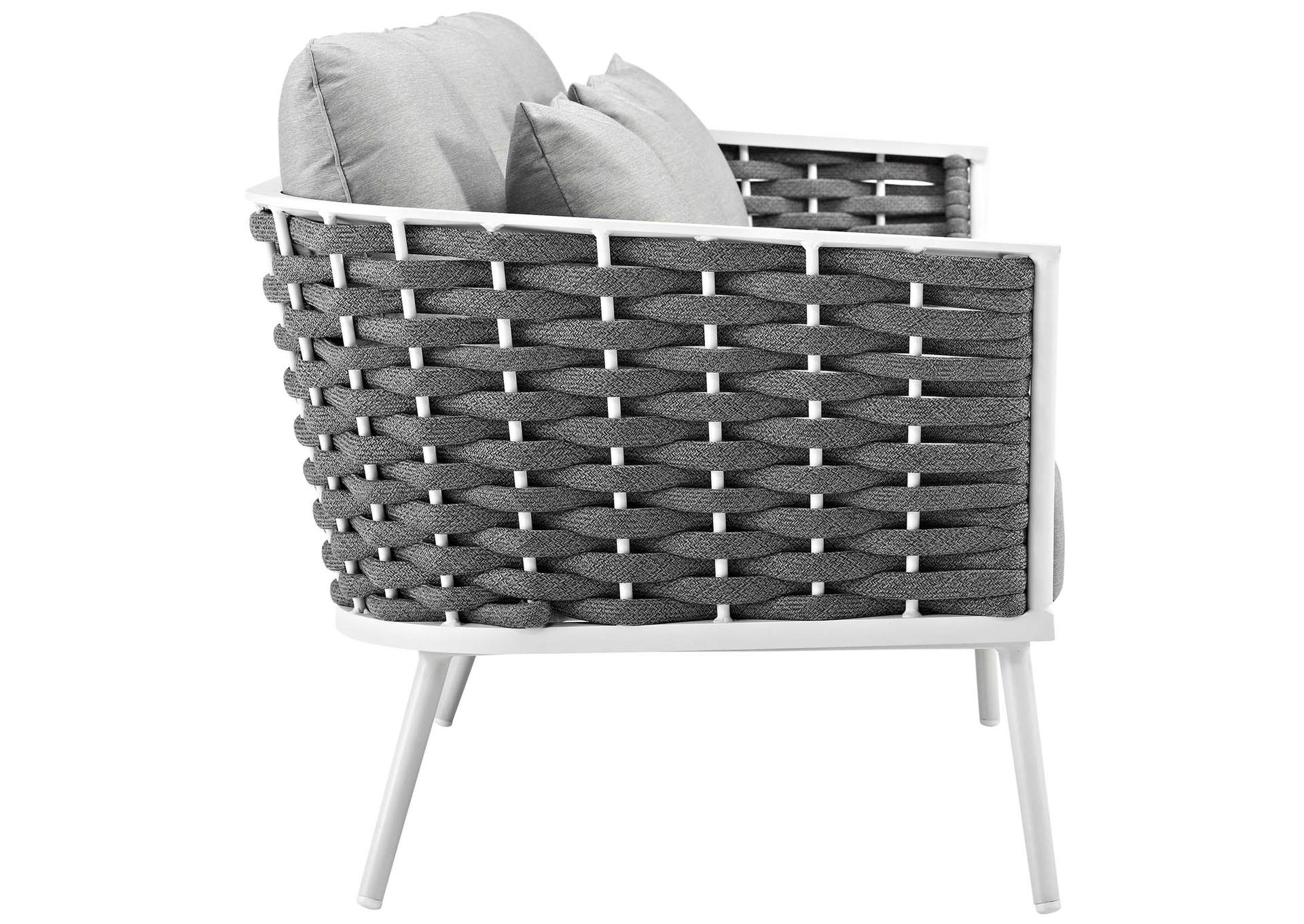 White Gray Stance Outdoor Patio Aluminum Sofa,Modway