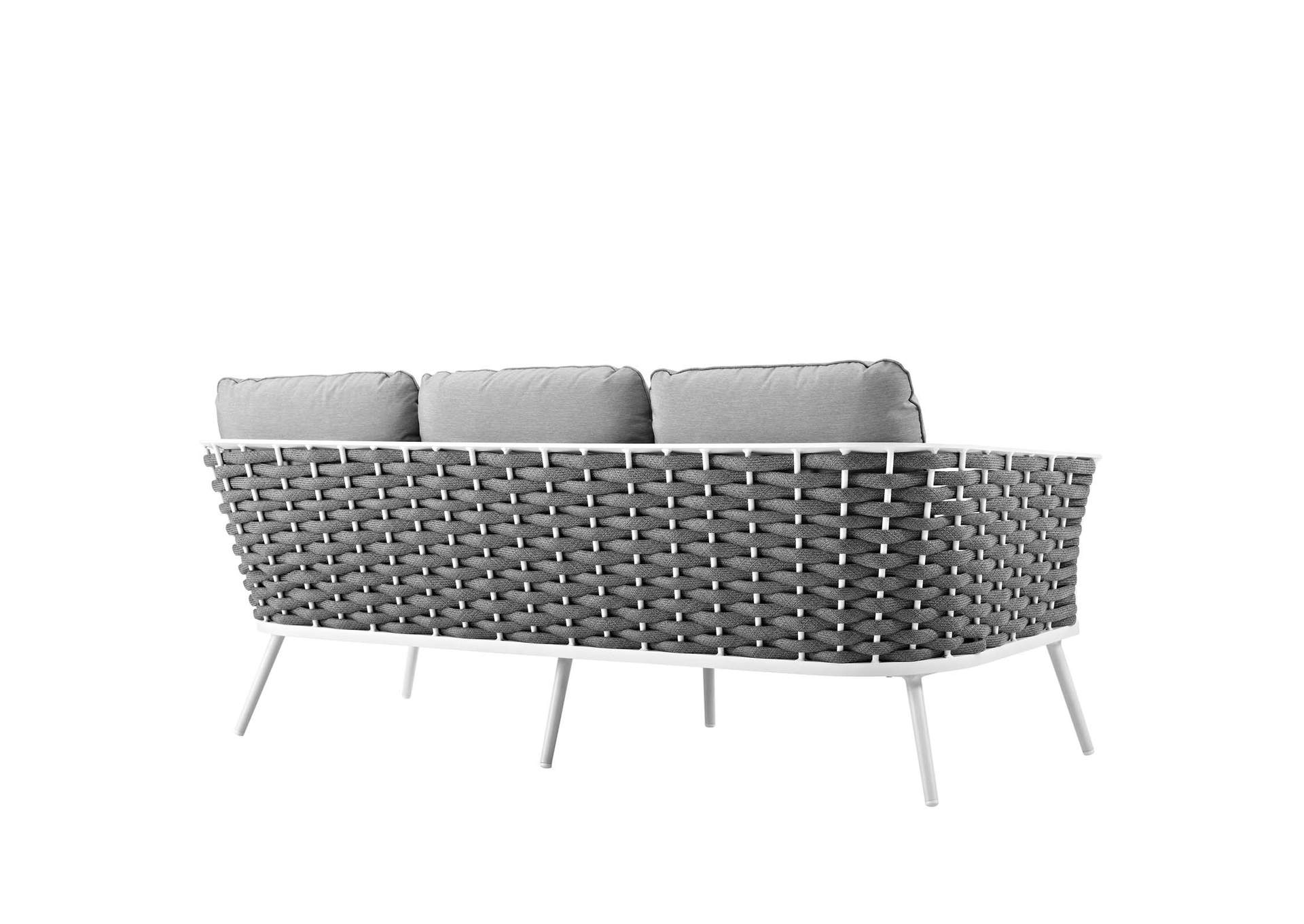 White Gray Stance Outdoor Patio Aluminum Sofa,Modway