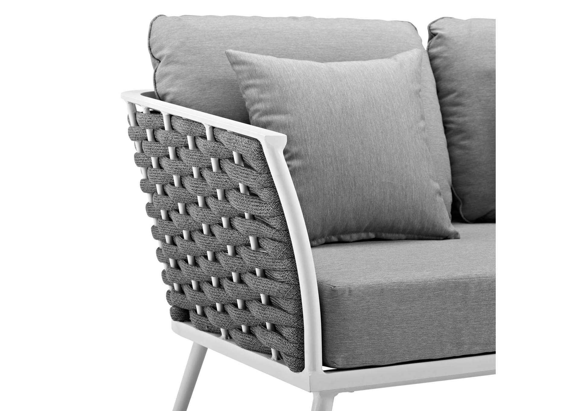 White Gray Stance Outdoor Patio Aluminum Sofa,Modway