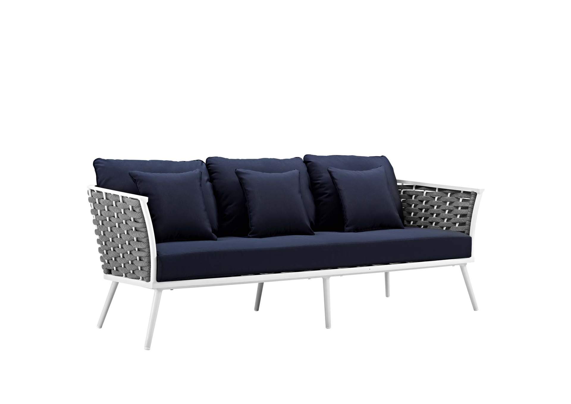 White navy Stance Outdoor Patio Aluminum Sofa,Modway