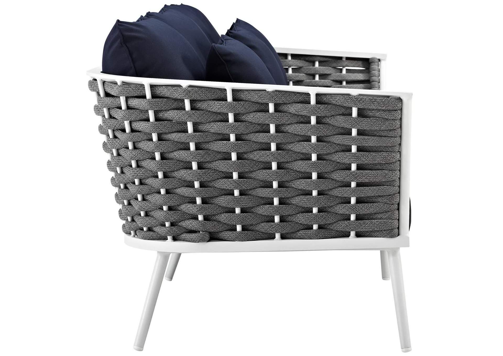 White navy Stance Outdoor Patio Aluminum Sofa,Modway