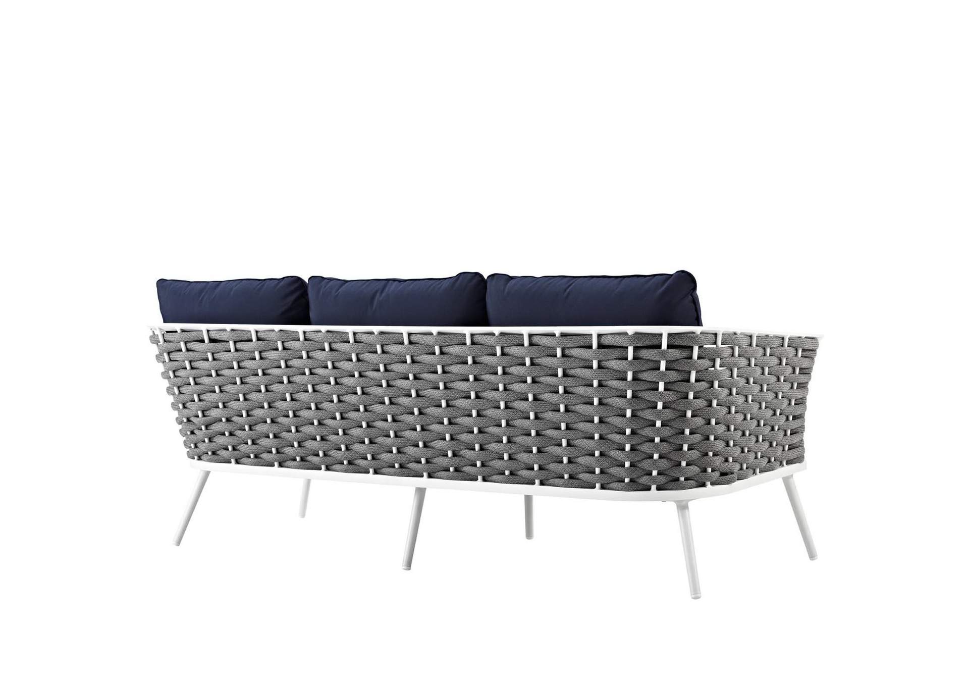 White navy Stance Outdoor Patio Aluminum Sofa,Modway