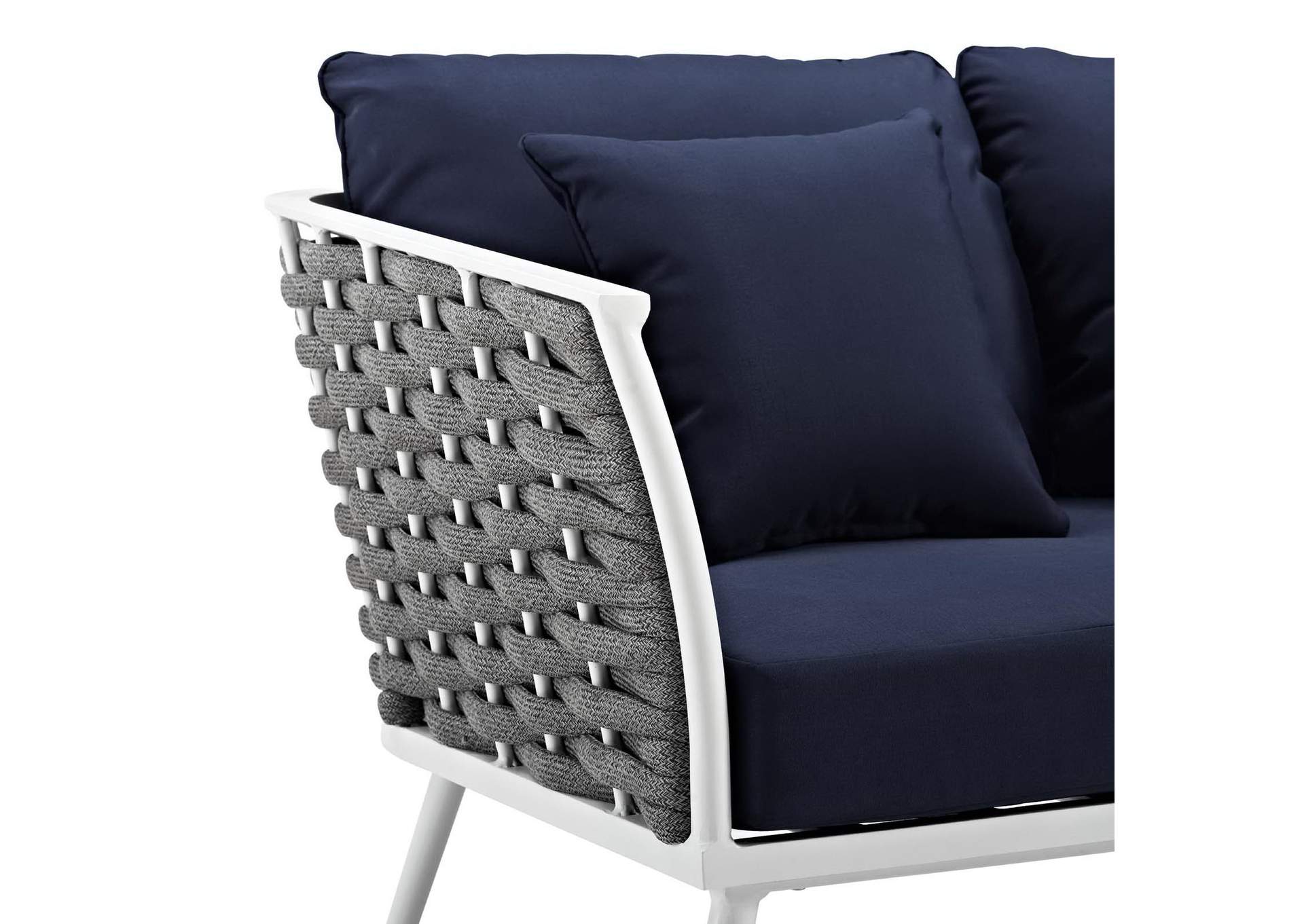 White navy Stance Outdoor Patio Aluminum Sofa,Modway
