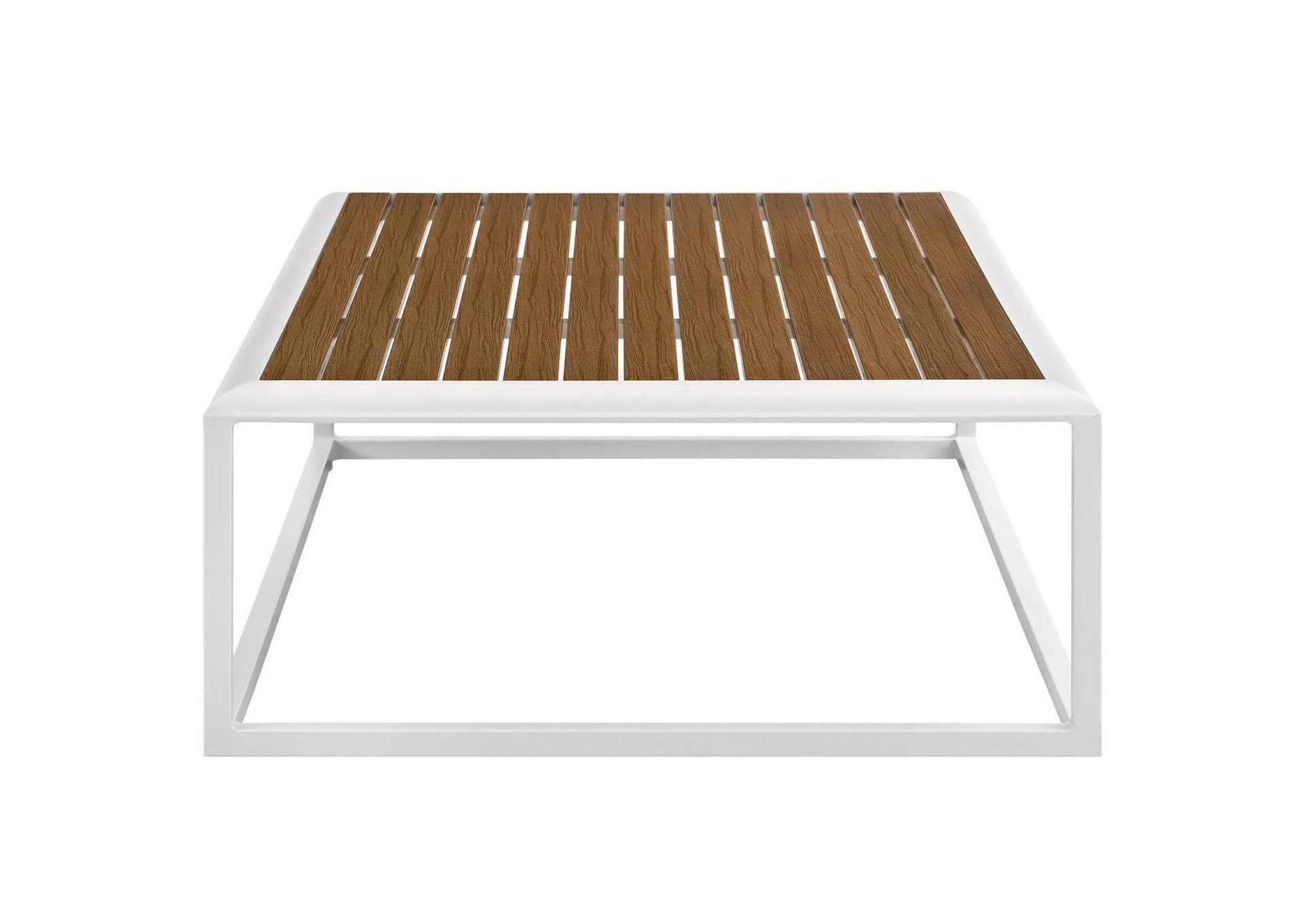 White Natural Stance Outdoor Patio Aluminum Coffee Table,Modway