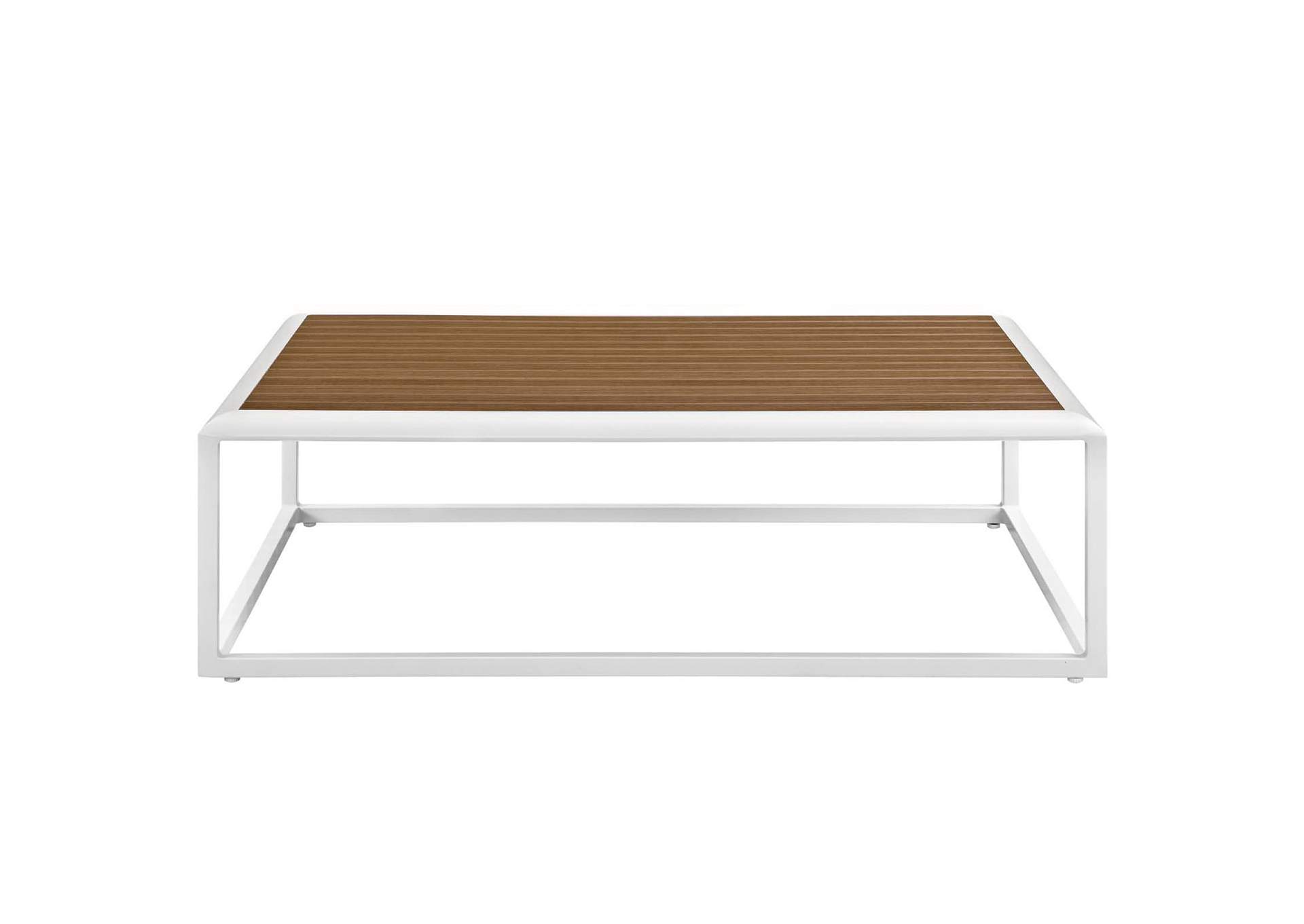 White Natural Stance Outdoor Patio Aluminum Coffee Table,Modway